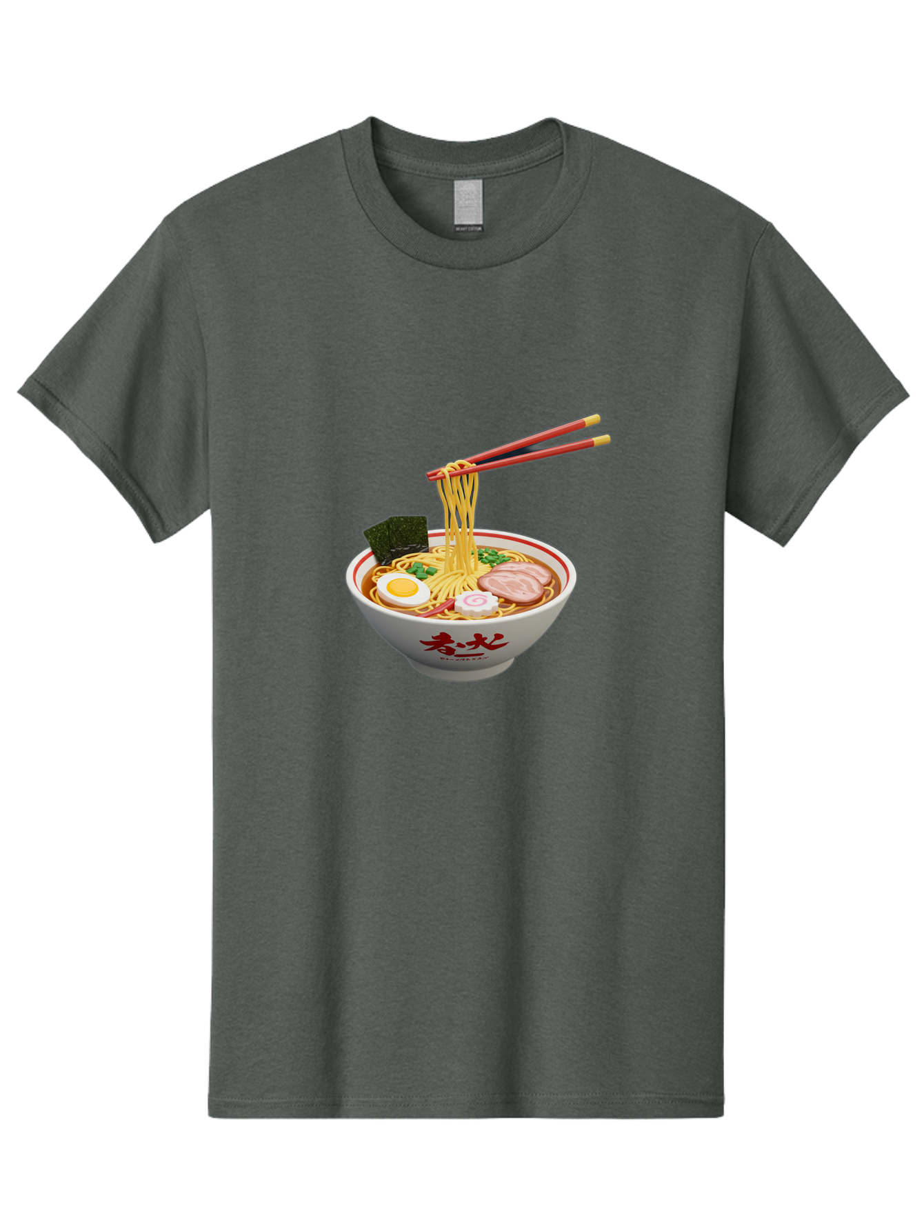 Ramen-Noodles-6 Men'S Graphic Tee, 100% Cotton, Comfortable Casual Summer Wear, Machine Washable, Steaming Bowl Of Ramen, Japanese Noodle Soup, Boiled Egg, Sliced Pork, Seaweed, Green Onions, Chopsticks, Asian Cuisine, Savory Broth, Bab314