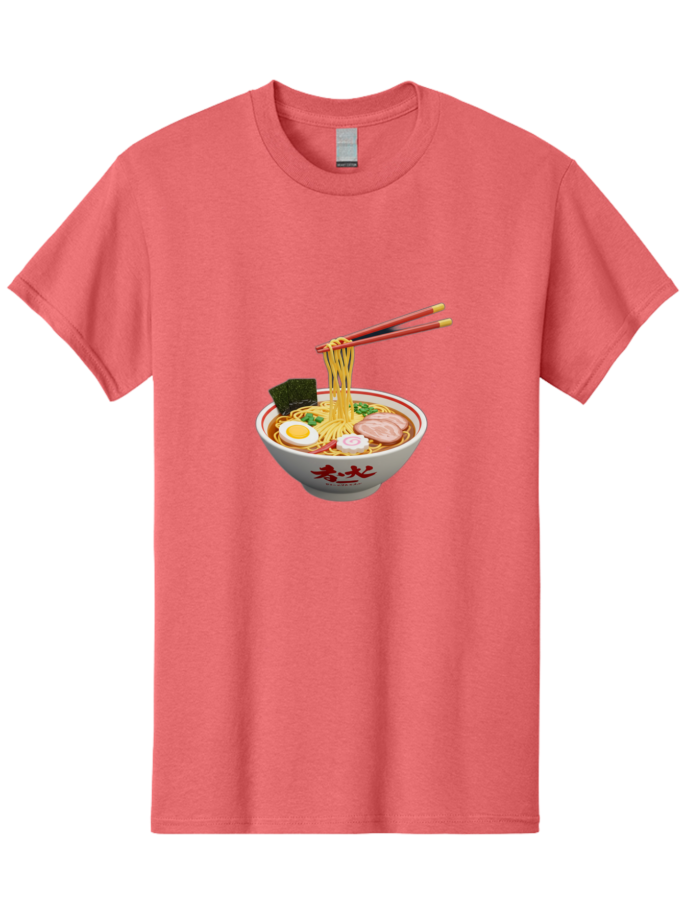 Ramen-Noodles-6 Men'S Graphic Tee, 100% Cotton, Comfortable Casual Summer Wear, Machine Washable, Steaming Bowl Of Ramen, Japanese Noodle Soup, Boiled Egg, Sliced Pork, Seaweed, Green Onions, Chopsticks, Asian Cuisine, Savory Broth, Bab314