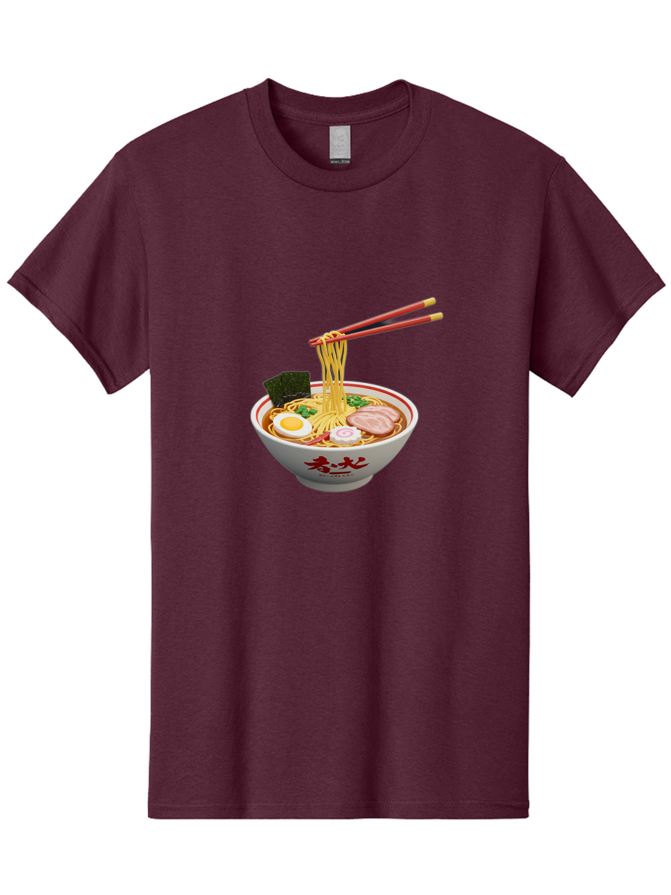 Ramen-Noodles-6 Men'S Graphic Tee, 100% Cotton, Comfortable Casual Summer Wear, Machine Washable, Steaming Bowl Of Ramen, Japanese Noodle Soup, Boiled Egg, Sliced Pork, Seaweed, Green Onions, Chopsticks, Asian Cuisine, Savory Broth, Bab314