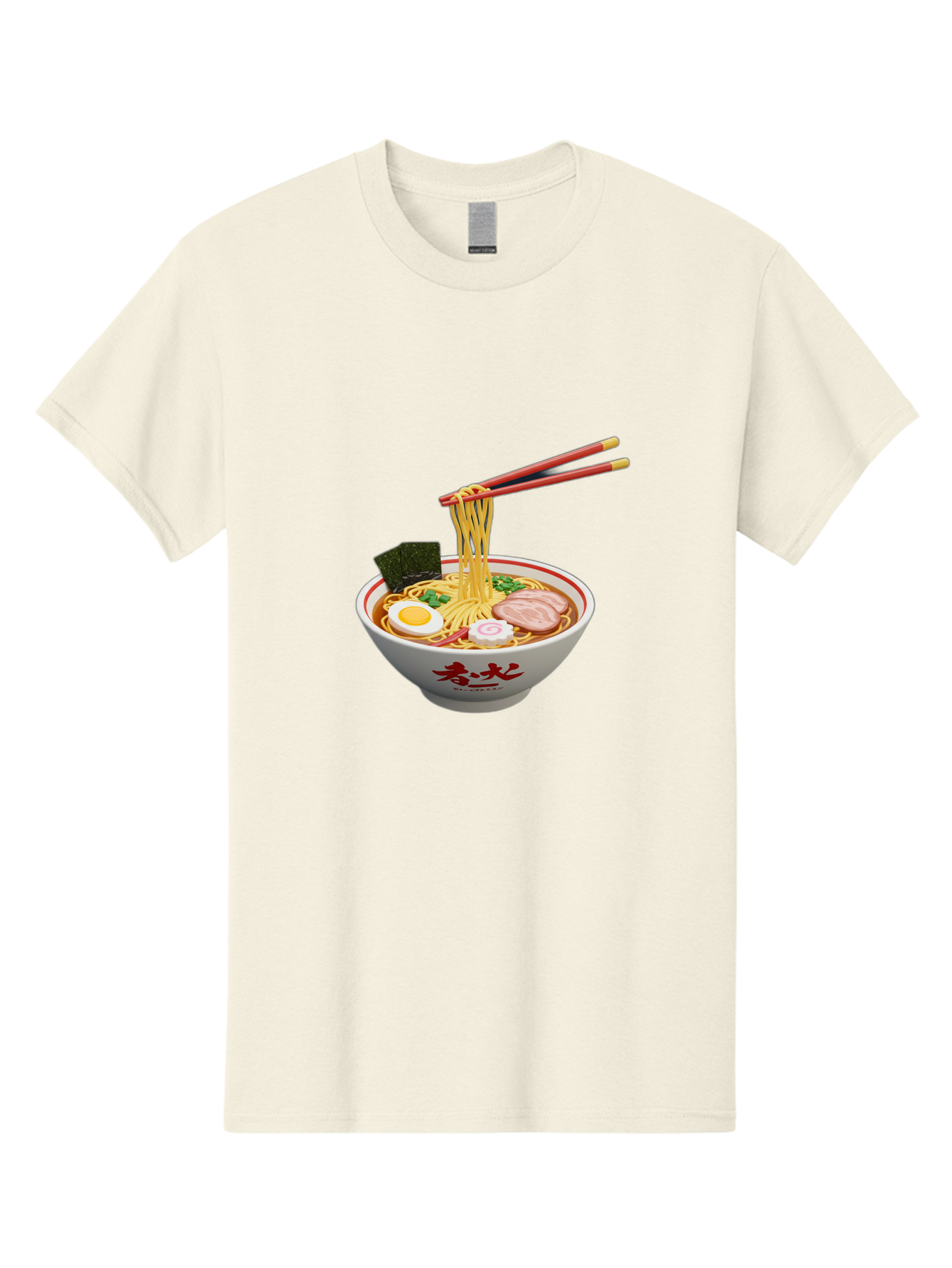 Ramen-Noodles-6 Men'S Graphic Tee, 100% Cotton, Comfortable Casual Summer Wear, Machine Washable, Steaming Bowl Of Ramen, Japanese Noodle Soup, Boiled Egg, Sliced Pork, Seaweed, Green Onions, Chopsticks, Asian Cuisine, Savory Broth, Bab314