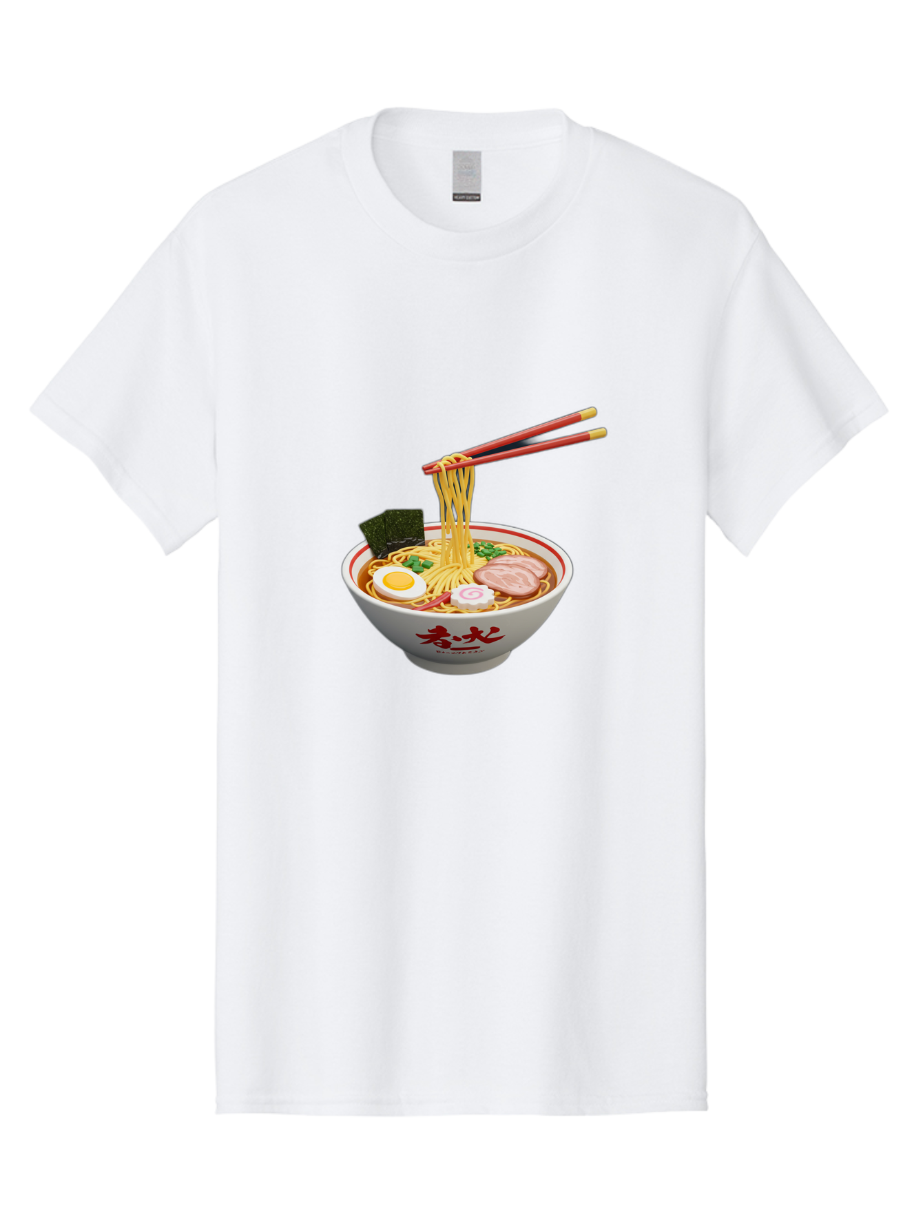 Ramen-Noodles-6 Men'S Graphic Tee, 100% Cotton, Comfortable Casual Summer Wear, Machine Washable, Steaming Bowl Of Ramen, Japanese Noodle Soup, Boiled Egg, Sliced Pork, Seaweed, Green Onions, Chopsticks, Asian Cuisine, Savory Broth, Bab314