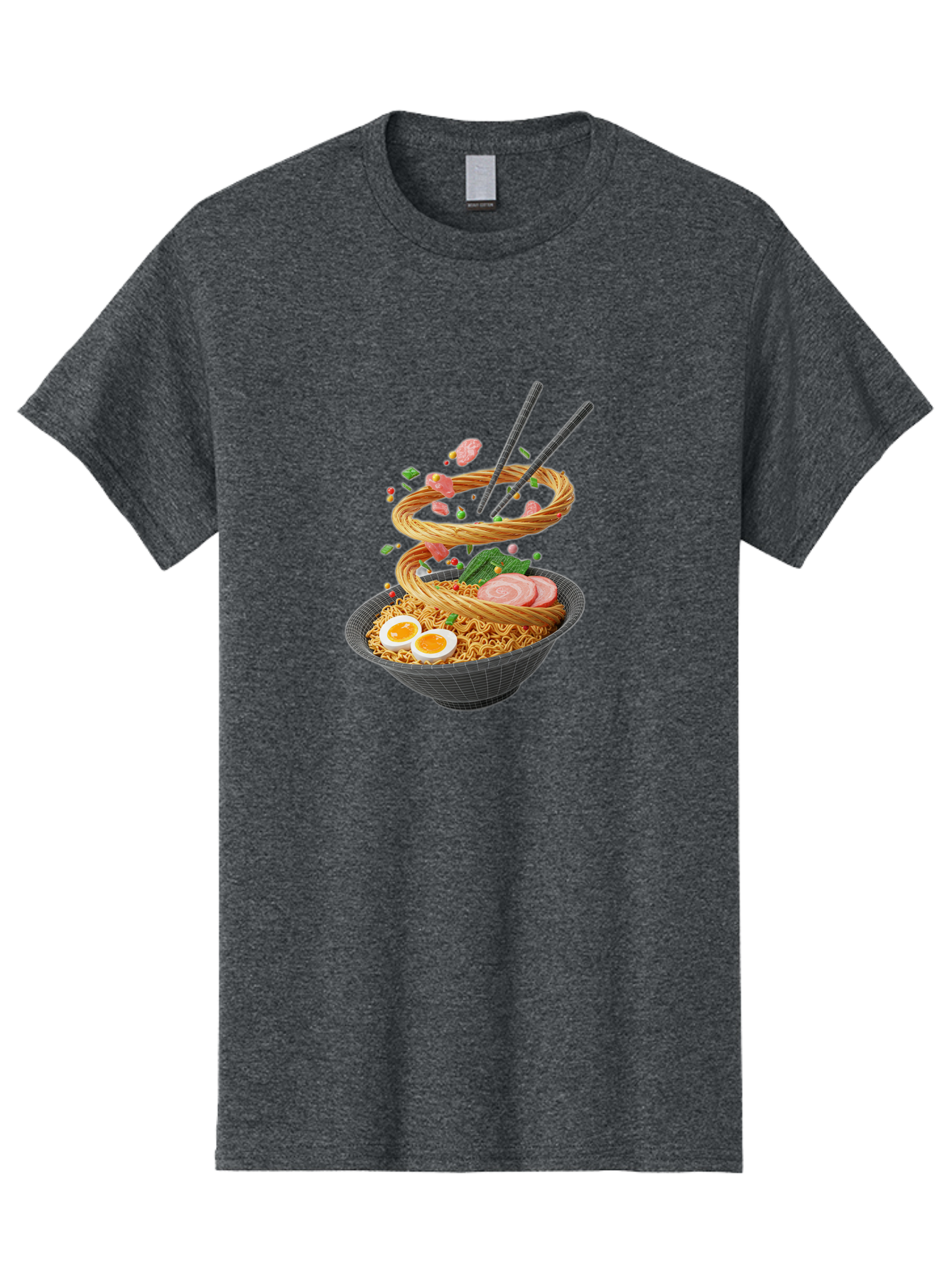Ramen-Noodles Men'S Graphic Tee, 100% Cotton, Comfortable Casual Summer Wear, Machine Washable, Ramen Noodles, Delicious Bowl, Savory Dish, Asian Cuisine, Eggs, Sliced Pork, Green Onions, Chopsticks, Swirling Noodles, Foodie Art, Tasty Meal, Bab316