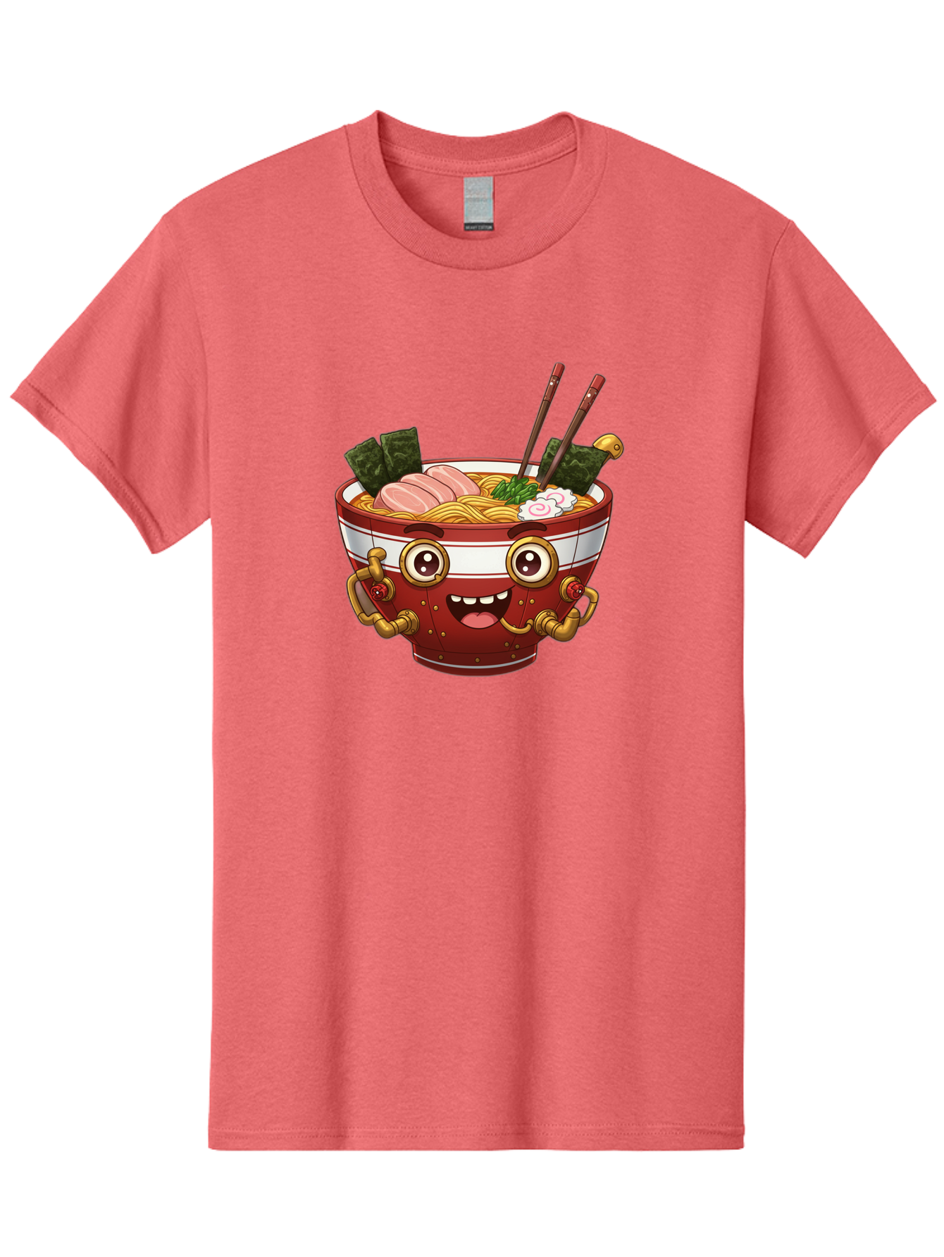 Ramen-Robot-1 Men'S Graphic Tee, 100% Cotton, Comfortable Casual Summer Wear, Machine Washable, Steaming Hot Ramen, Japanese Noodle Soup, Cartoon Ramen Bowl, Robotic Ramen, Delicious Food, Anime Style, Asian Cuisine, Tasty Noodles, Bab317