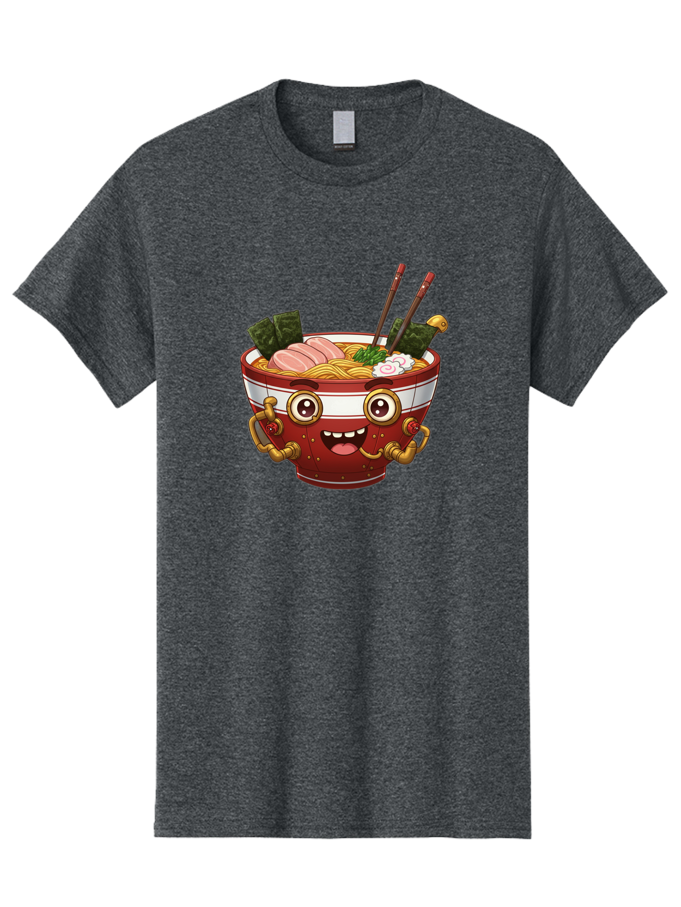 Ramen-Robot-1 Men'S Graphic Tee, 100% Cotton, Comfortable Casual Summer Wear, Machine Washable, Steaming Hot Ramen, Japanese Noodle Soup, Cartoon Ramen Bowl, Robotic Ramen, Delicious Food, Anime Style, Asian Cuisine, Tasty Noodles, Bab317