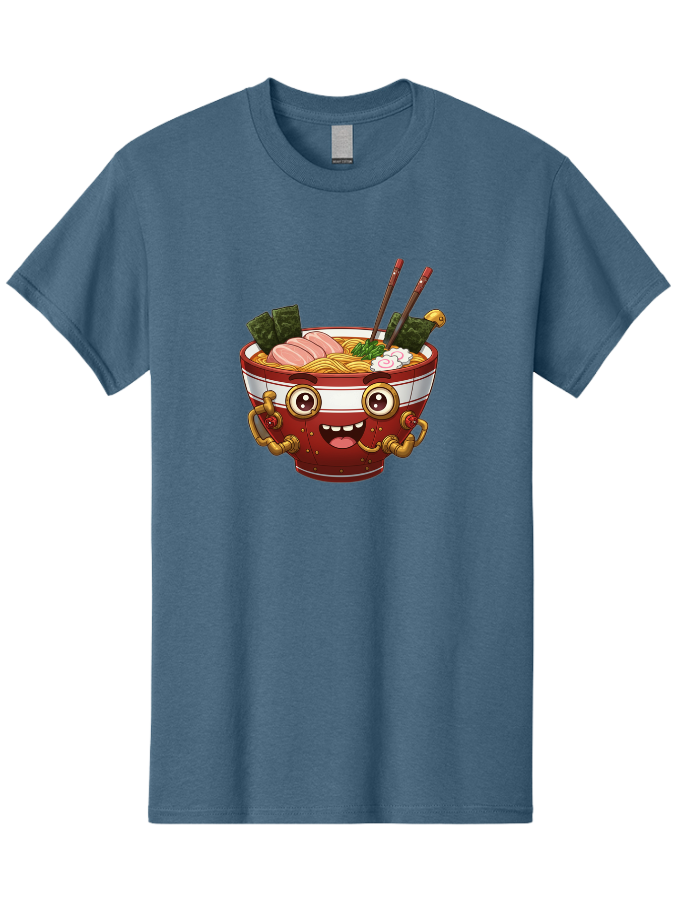 Ramen-Robot-1 Men'S Graphic Tee, 100% Cotton, Comfortable Casual Summer Wear, Machine Washable, Steaming Hot Ramen, Japanese Noodle Soup, Cartoon Ramen Bowl, Robotic Ramen, Delicious Food, Anime Style, Asian Cuisine, Tasty Noodles, Bab317