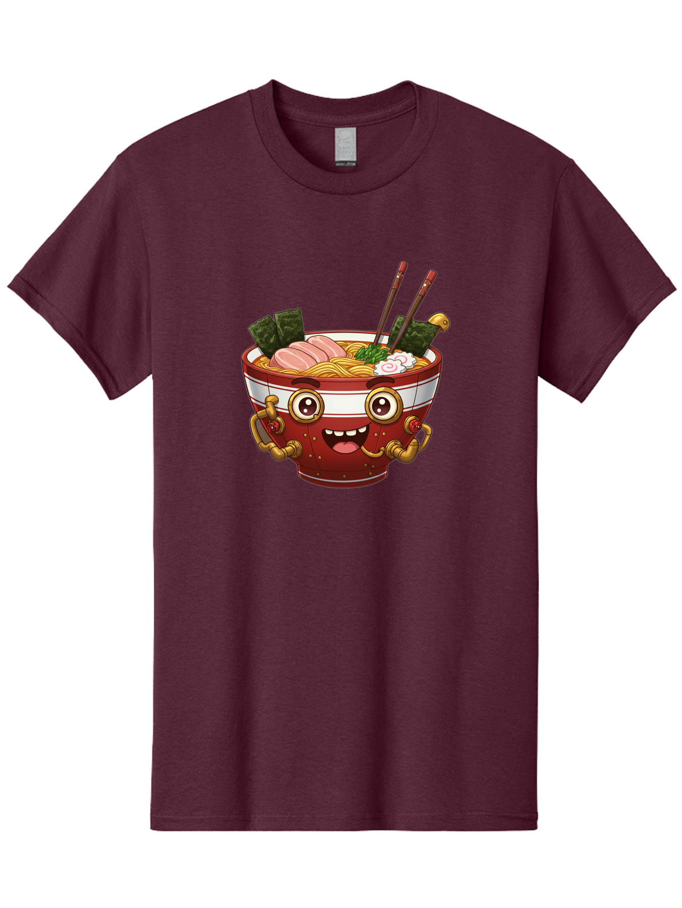 Ramen-Robot-1 Men'S Graphic Tee, 100% Cotton, Comfortable Casual Summer Wear, Machine Washable, Steaming Hot Ramen, Japanese Noodle Soup, Cartoon Ramen Bowl, Robotic Ramen, Delicious Food, Anime Style, Asian Cuisine, Tasty Noodles, Bab317