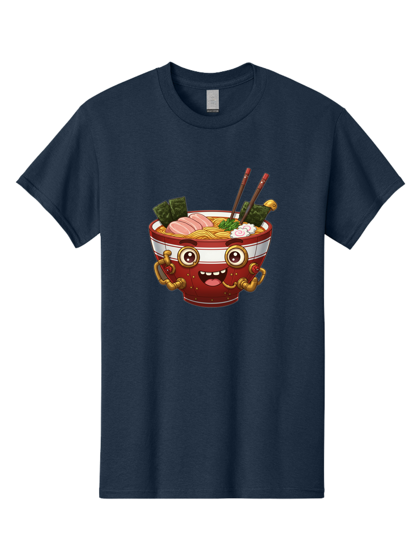 Ramen-Robot-1 Men'S Graphic Tee, 100% Cotton, Comfortable Casual Summer Wear, Machine Washable, Steaming Hot Ramen, Japanese Noodle Soup, Cartoon Ramen Bowl, Robotic Ramen, Delicious Food, Anime Style, Asian Cuisine, Tasty Noodles, Bab317