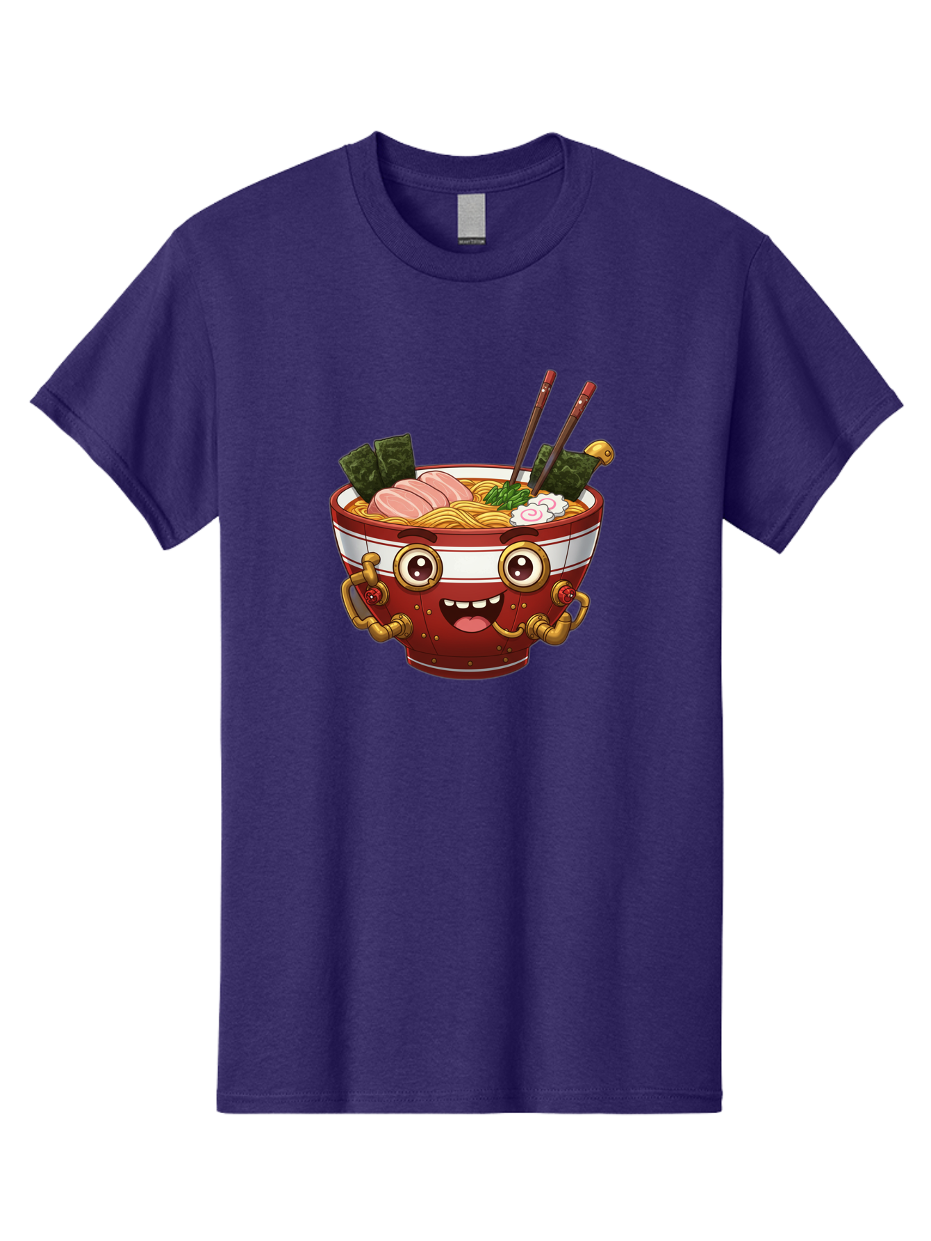 Ramen-Robot-1 Men'S Graphic Tee, 100% Cotton, Comfortable Casual Summer Wear, Machine Washable, Steaming Hot Ramen, Japanese Noodle Soup, Cartoon Ramen Bowl, Robotic Ramen, Delicious Food, Anime Style, Asian Cuisine, Tasty Noodles, Bab317