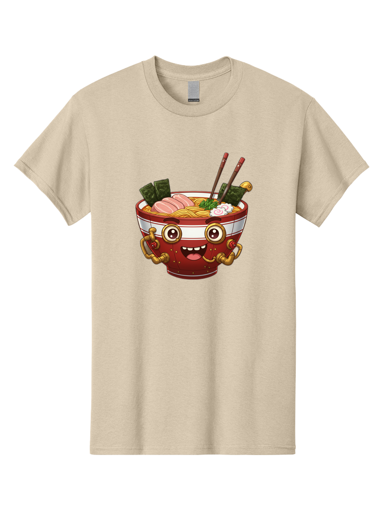 Ramen-Robot-1 Men'S Graphic Tee, 100% Cotton, Comfortable Casual Summer Wear, Machine Washable, Steaming Hot Ramen, Japanese Noodle Soup, Cartoon Ramen Bowl, Robotic Ramen, Delicious Food, Anime Style, Asian Cuisine, Tasty Noodles, Bab317