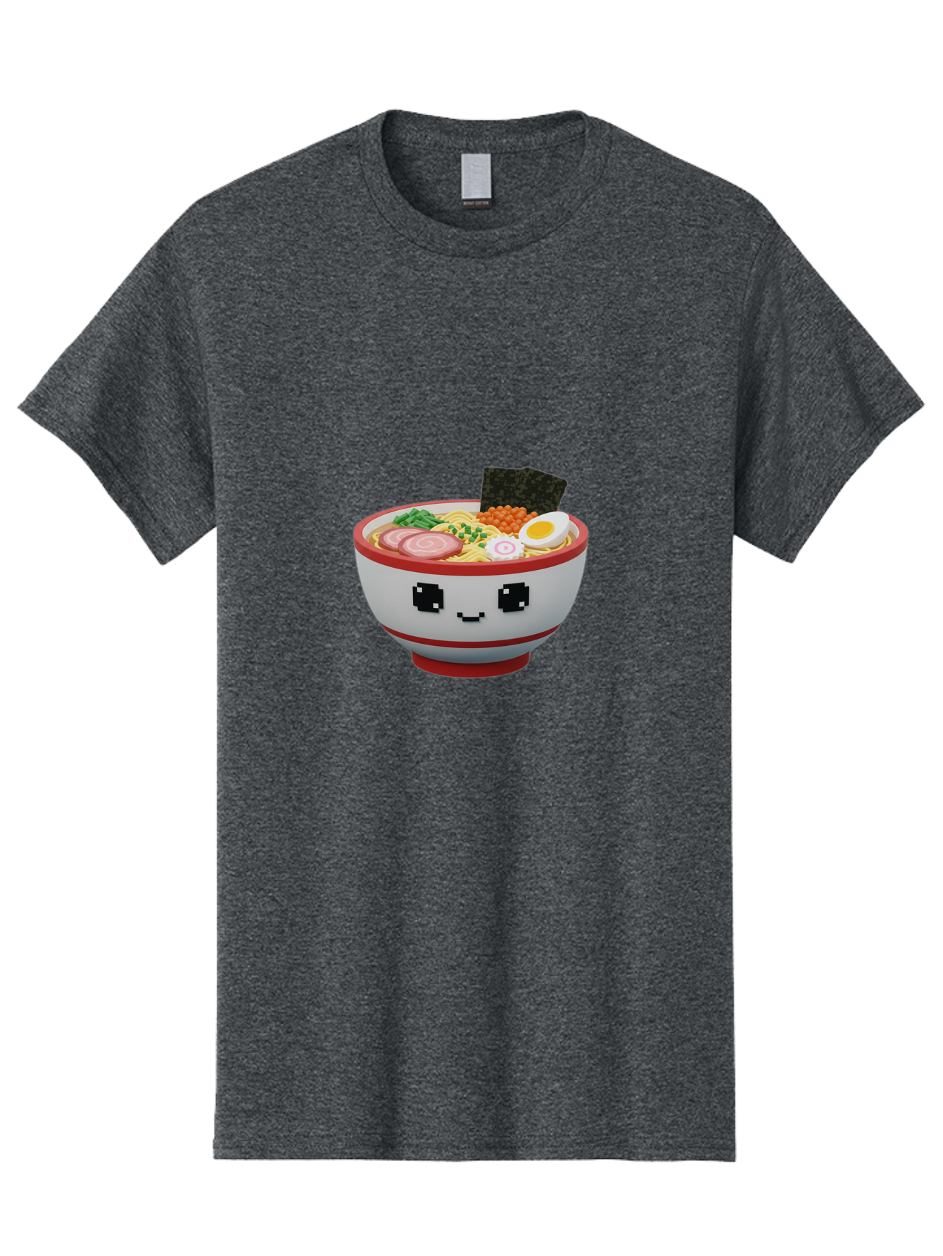 Ramen Men'S Graphic Tee, 100% Cotton, Comfortable Casual Summer Wear, Machine Washable, Cartoon Ramen Bowl, Pixel Art Style, Delicious Noodle Soup, Tasty Ingredients, Boiled Egg, Seaweed, Kawaii Food, Adorable Character, Anime Inspired, Bab321
