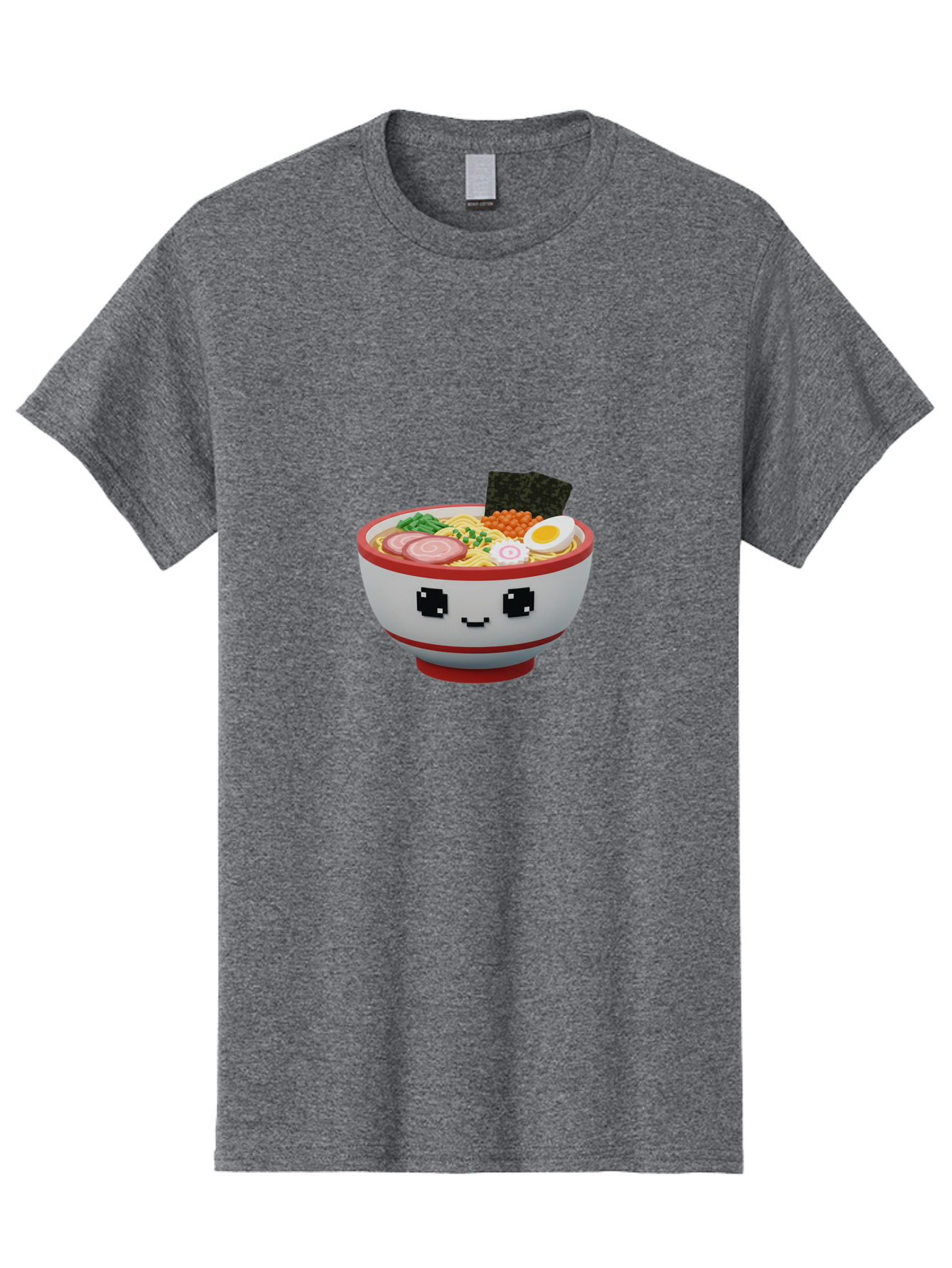 Ramen Men'S Graphic Tee, 100% Cotton, Comfortable Casual Summer Wear, Machine Washable, Cartoon Ramen Bowl, Pixel Art Style, Delicious Noodle Soup, Tasty Ingredients, Boiled Egg, Seaweed, Kawaii Food, Adorable Character, Anime Inspired, Bab321