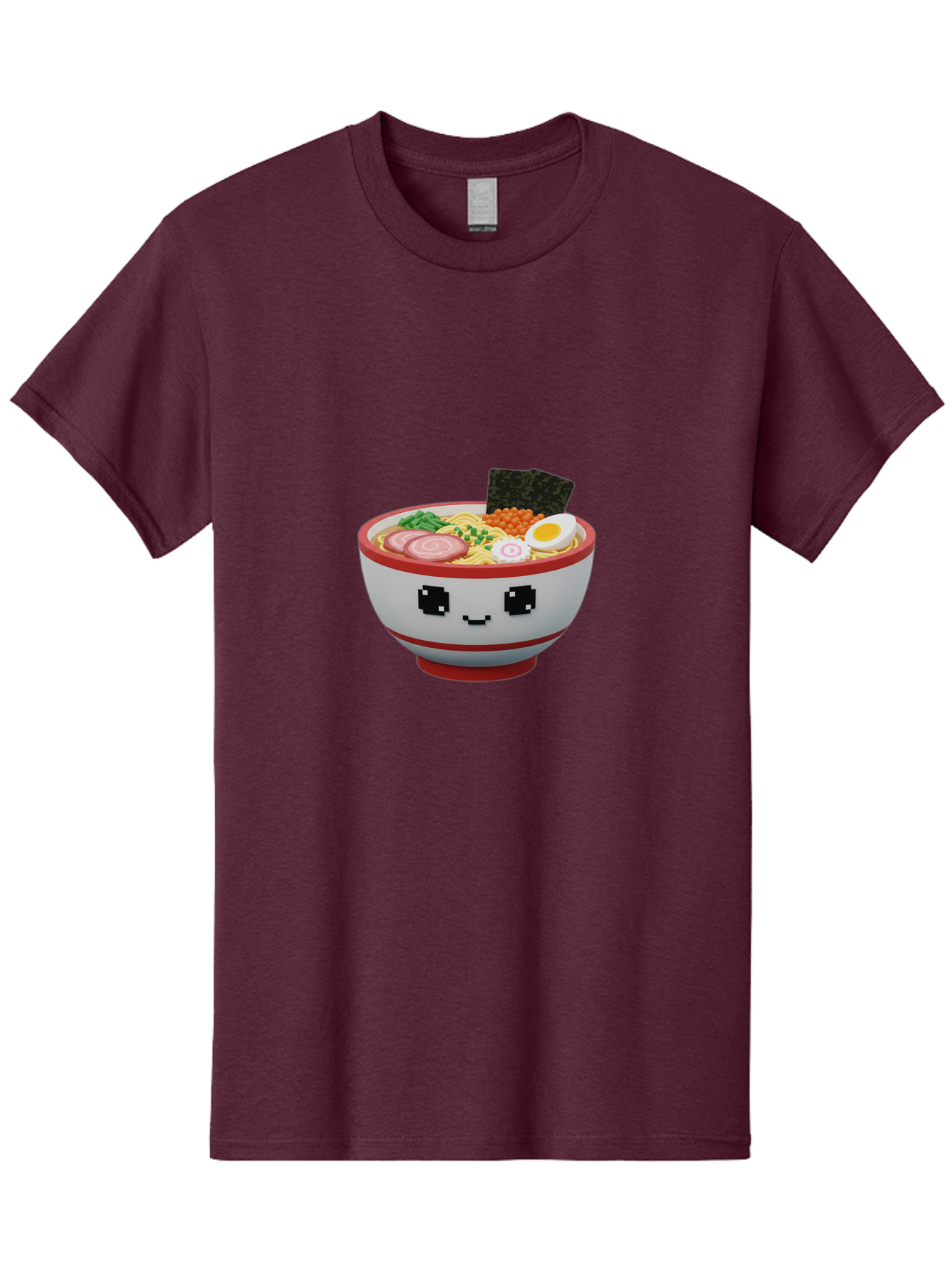 Ramen Men'S Graphic Tee, 100% Cotton, Comfortable Casual Summer Wear, Machine Washable, Cartoon Ramen Bowl, Pixel Art Style, Delicious Noodle Soup, Tasty Ingredients, Boiled Egg, Seaweed, Kawaii Food, Adorable Character, Anime Inspired, Bab321