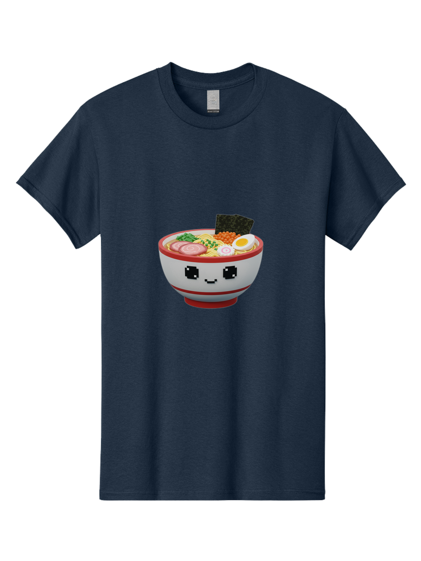 Ramen Men'S Graphic Tee, 100% Cotton, Comfortable Casual Summer Wear, Machine Washable, Cartoon Ramen Bowl, Pixel Art Style, Delicious Noodle Soup, Tasty Ingredients, Boiled Egg, Seaweed, Kawaii Food, Adorable Character, Anime Inspired, Bab321
