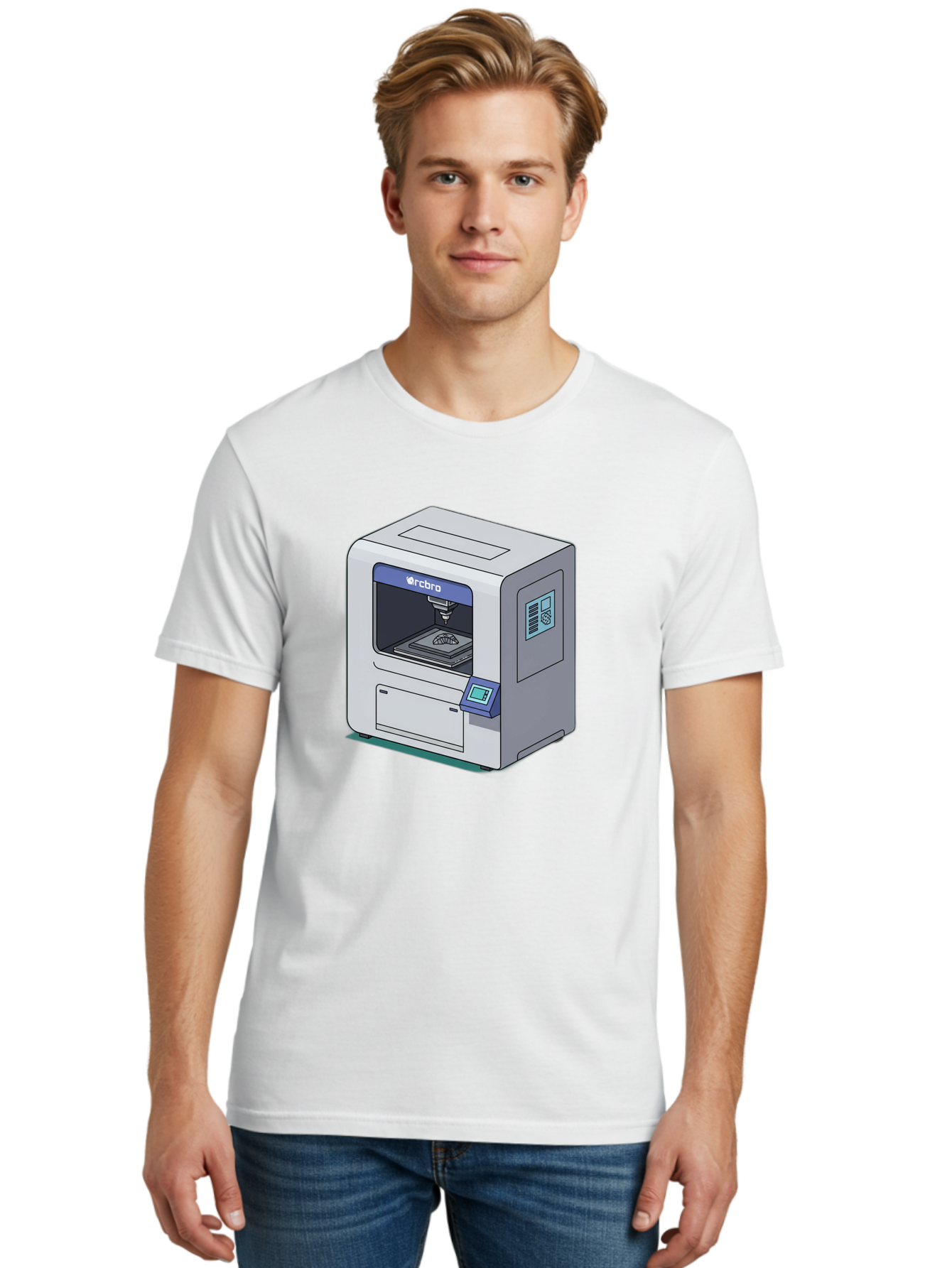 Rcbro-3D-Printer Men'S Graphic Tee, 100% Cotton, Comfortable Casual Summer Wear, Machine Washable, 3D Printing Technology, Rcbro 3D Printer, Digital Fabrication, Additive Manufacturing, Precision Engineering, Innovative Design, Bab323