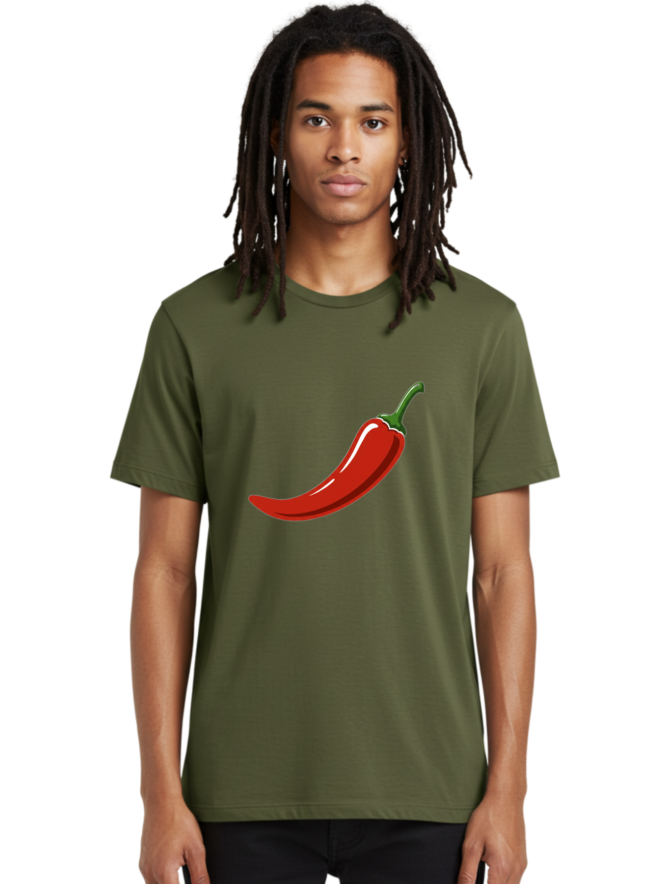 Red-Chili-Pepper Men'S Graphic Tee, 100% Cotton, Comfortable Casual Summer Wear, Machine Washable, Red Chili Pepper, Spicy Ingredient, Hot Pepper, Glossy Texture, Vibrant Red Color, Culinary Spice, Chili Pepper Icon Bab324