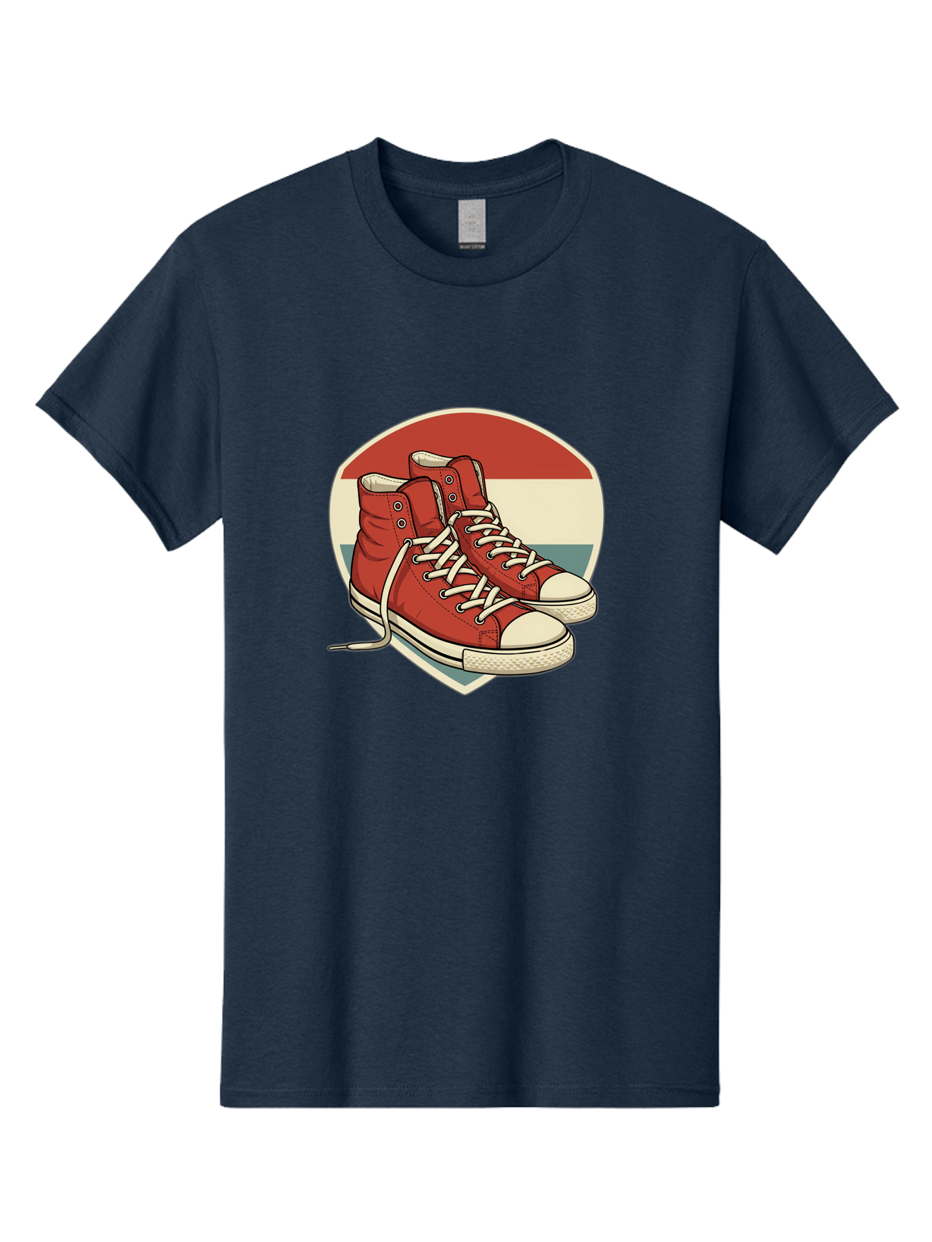 Red-Converse-Shoes Men'S Graphic Tee, 100% Cotton, Comfortable Casual Summer Wear, Machine Washable, Red High Top Sneakers, White Laces, Converse Shoes, Retro Sneakers, Vintage Footwear, Casual Wear, Comfortable Shoes, Red Canvas Sneakers, Bab325