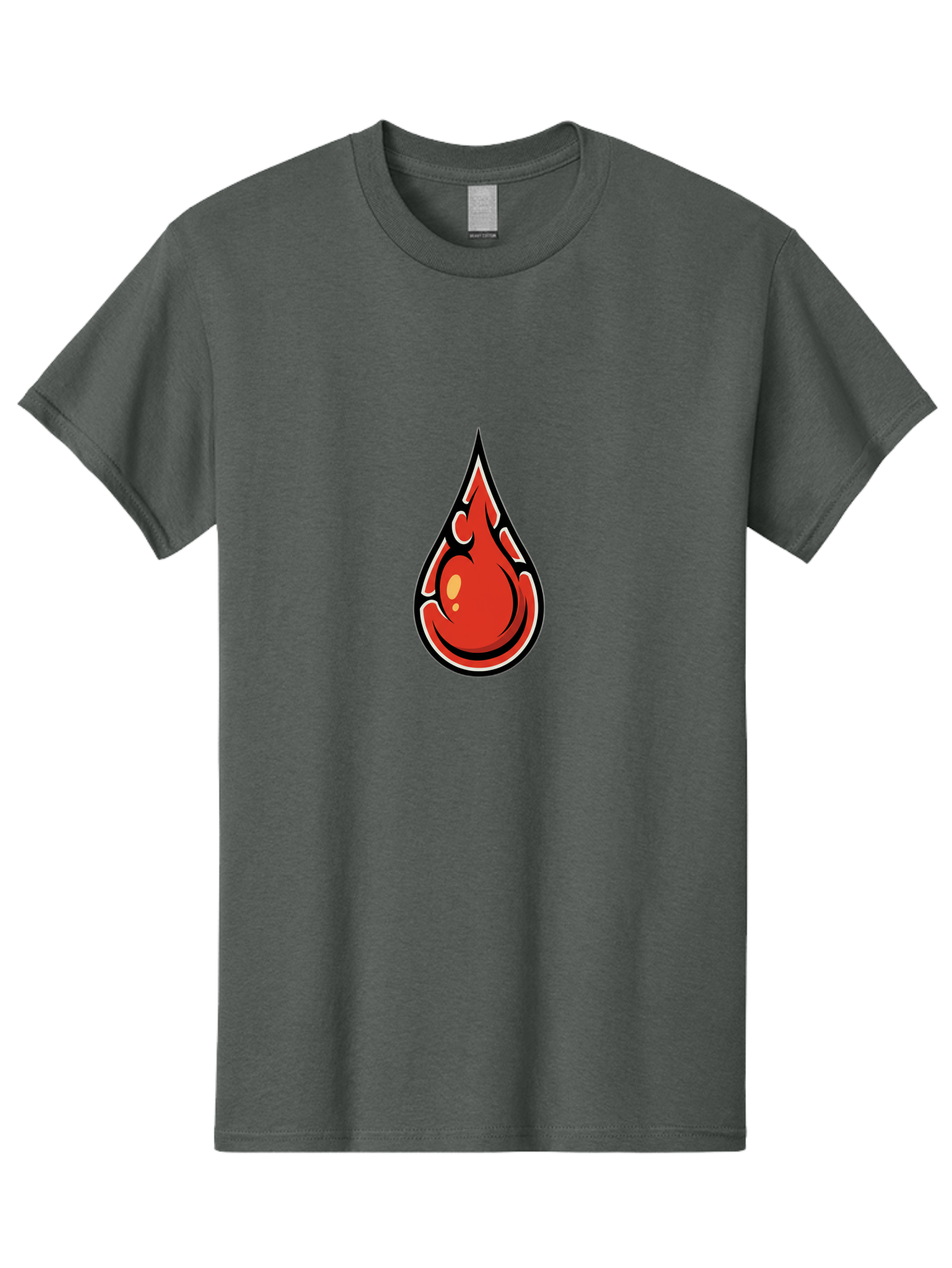 Red-Drop Men'S Graphic Tee, 100% Cotton, Comfortable Casual Summer Wear, Machine Washable, Flame Design, Teardrop Shape, Bold Graphics, Abstract Art, Vibrant Red, Dynamic Illustration, Stylized Flame, Modern Graphic Design, Fiery Element, Bab326
