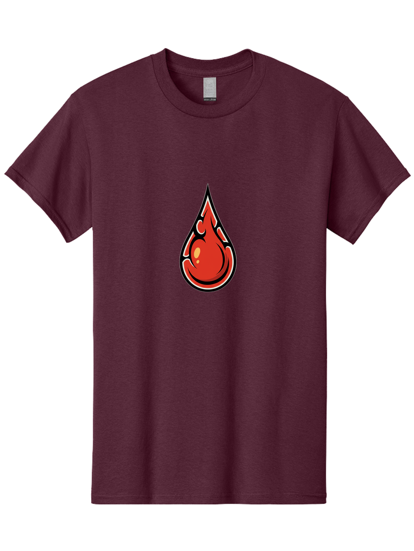 Red-Drop Men'S Graphic Tee, 100% Cotton, Comfortable Casual Summer Wear, Machine Washable, Flame Design, Teardrop Shape, Bold Graphics, Abstract Art, Vibrant Red, Dynamic Illustration, Stylized Flame, Modern Graphic Design, Fiery Element, Bab326