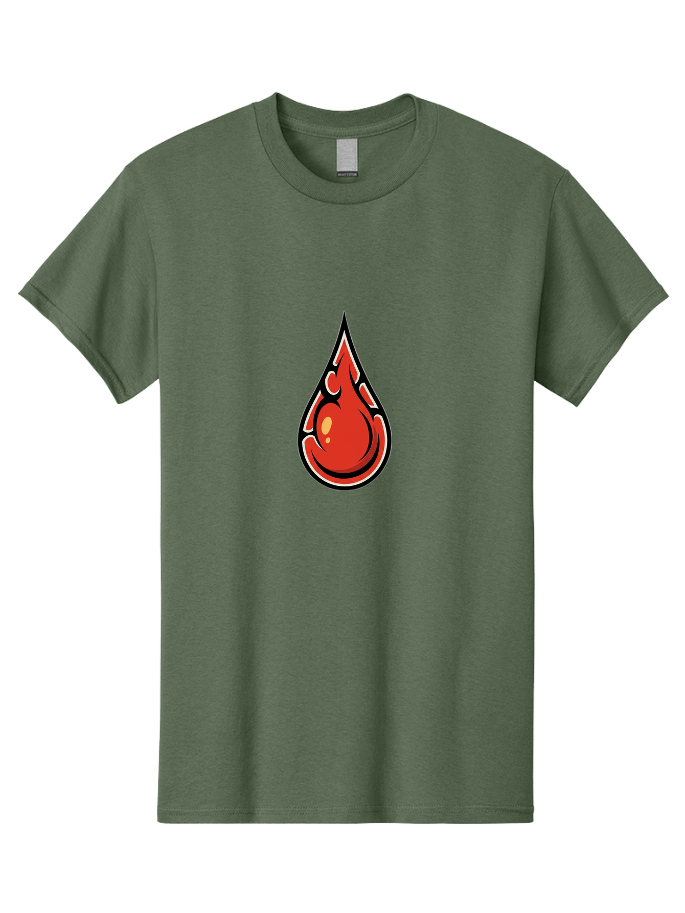 Red-Drop Men'S Graphic Tee, 100% Cotton, Comfortable Casual Summer Wear, Machine Washable, Flame Design, Teardrop Shape, Bold Graphics, Abstract Art, Vibrant Red, Dynamic Illustration, Stylized Flame, Modern Graphic Design, Fiery Element, Bab326