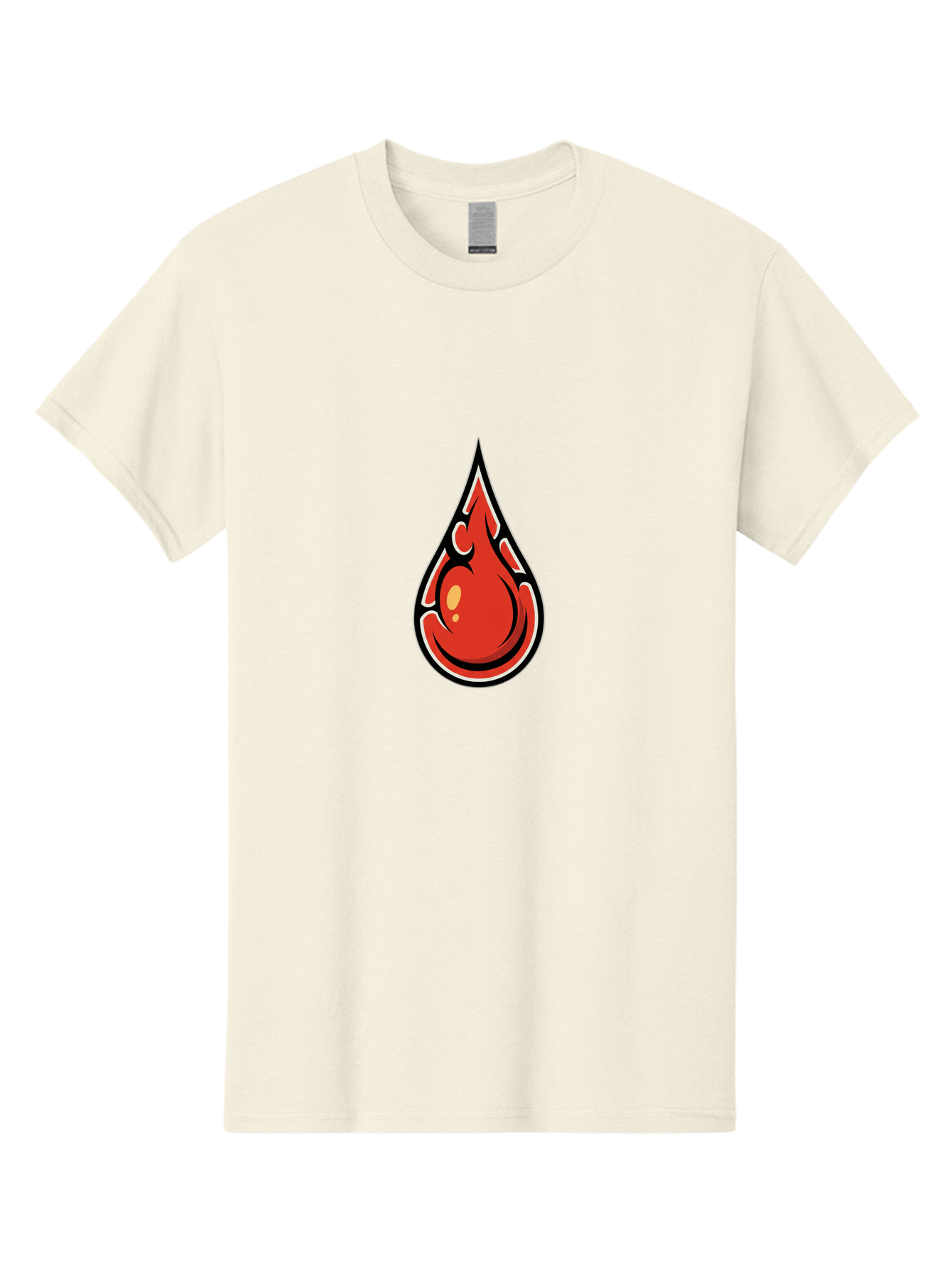 Red-Drop Men'S Graphic Tee, 100% Cotton, Comfortable Casual Summer Wear, Machine Washable, Flame Design, Teardrop Shape, Bold Graphics, Abstract Art, Vibrant Red, Dynamic Illustration, Stylized Flame, Modern Graphic Design, Fiery Element, Bab326