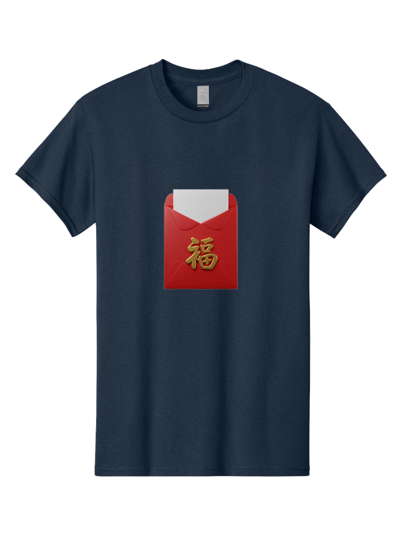Red-Envelope-With-Fu-Character Men'S Graphic Tee, 100% Cotton, Comfortable Casual Summer Wear, Machine Washable, Red Envelope With Gold Chinese Character, Chinese New Year Gift, Lucky Money, Prosperity Symbol, Cultural Tradition, Bab327