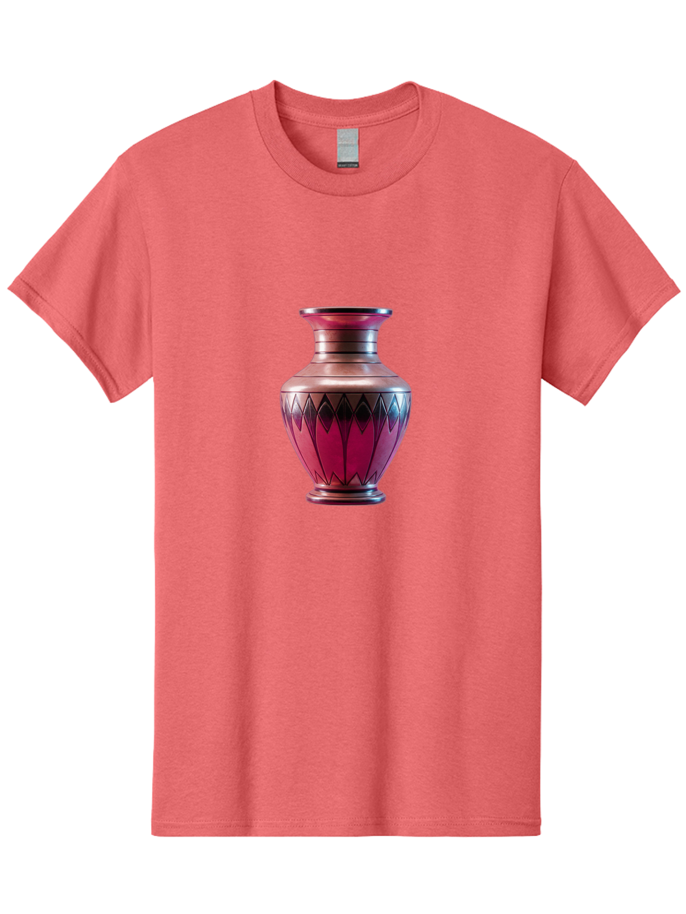 Red-Vase Men'S Graphic Tee, 100% Cotton, Comfortable Casual Summer Wear, Machine Washable, Copper Vase, Metallic Sheen, Geometric Pattern, Luxurious Decor, Home Decor, Elegant Design, Modern Style, Decorative Vase Bab331