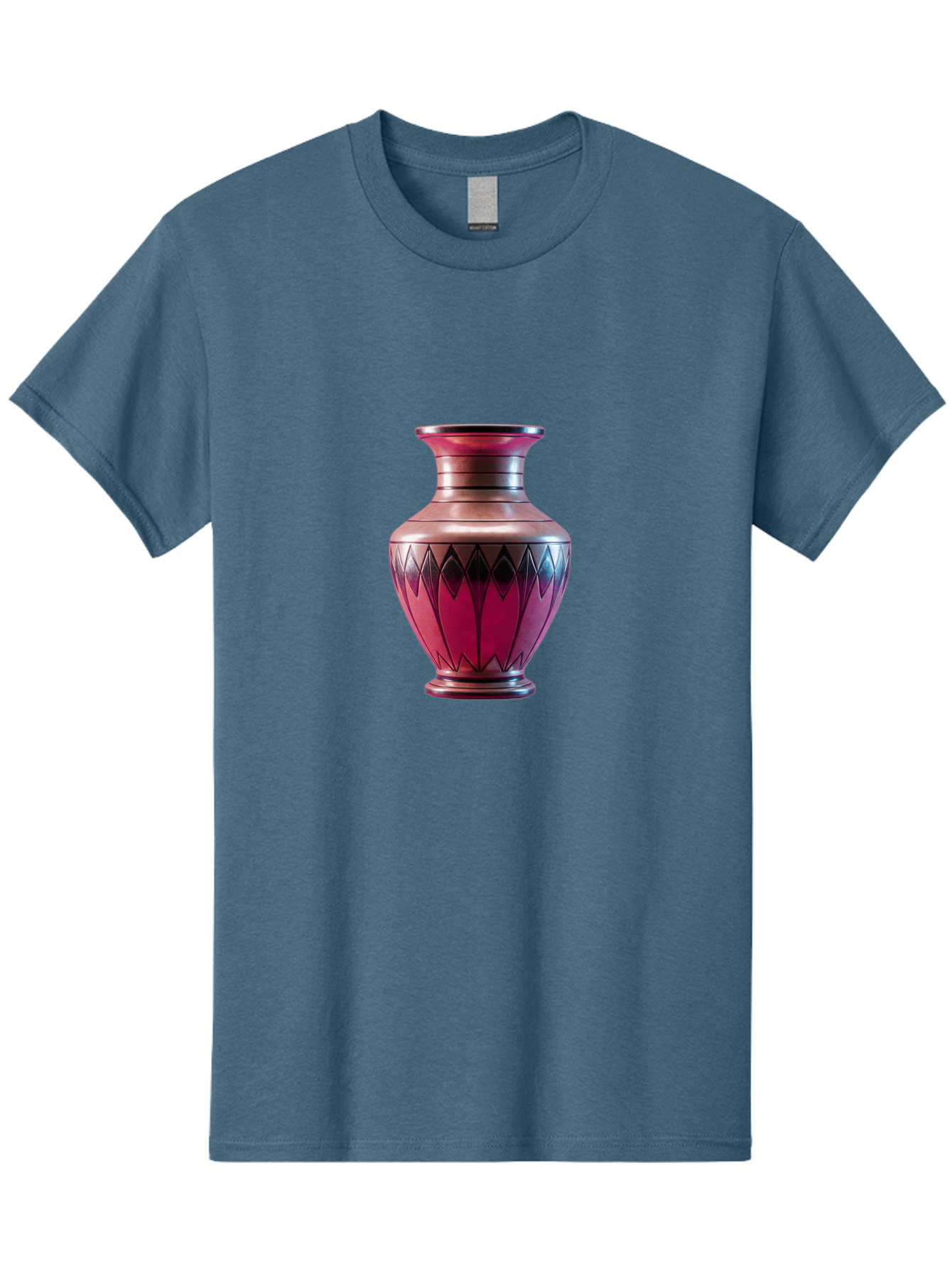 Red-Vase Men'S Graphic Tee, 100% Cotton, Comfortable Casual Summer Wear, Machine Washable, Copper Vase, Metallic Sheen, Geometric Pattern, Luxurious Decor, Home Decor, Elegant Design, Modern Style, Decorative Vase Bab331