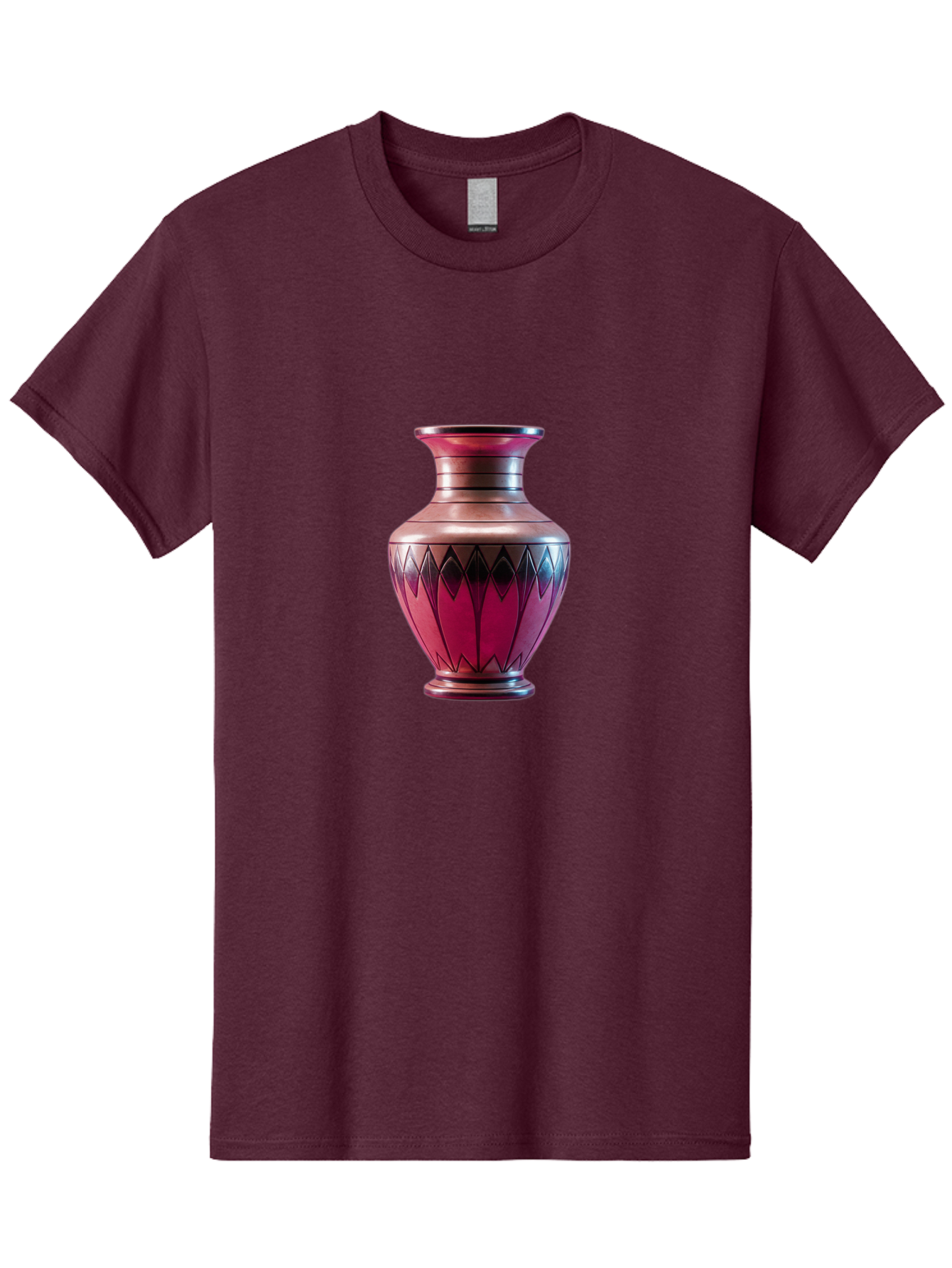 Red-Vase Men'S Graphic Tee, 100% Cotton, Comfortable Casual Summer Wear, Machine Washable, Copper Vase, Metallic Sheen, Geometric Pattern, Luxurious Decor, Home Decor, Elegant Design, Modern Style, Decorative Vase Bab331