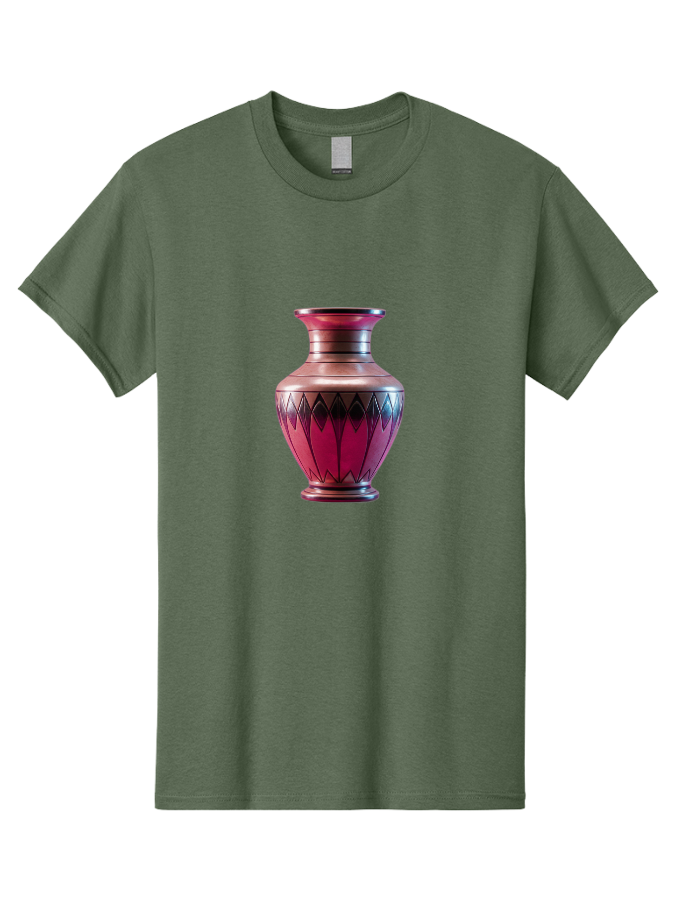 Red-Vase Men'S Graphic Tee, 100% Cotton, Comfortable Casual Summer Wear, Machine Washable, Copper Vase, Metallic Sheen, Geometric Pattern, Luxurious Decor, Home Decor, Elegant Design, Modern Style, Decorative Vase Bab331