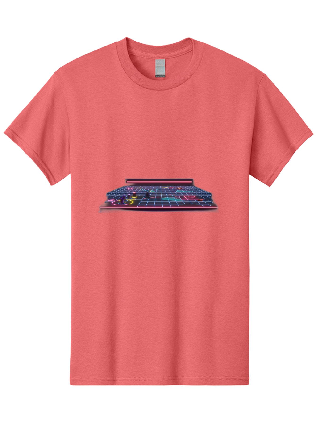 Retro-Synth-Stage Men'S Graphic Tee, 100% Cotton, Comfortable Casual Summer Wear, Machine Washable, Futuristic Stage, Synthwave Aesthetic, Neon Lights, Grid Pattern, Retro Futuristic Design, 80S Vibe, Gaming Stage, Concert Platform, Bab337