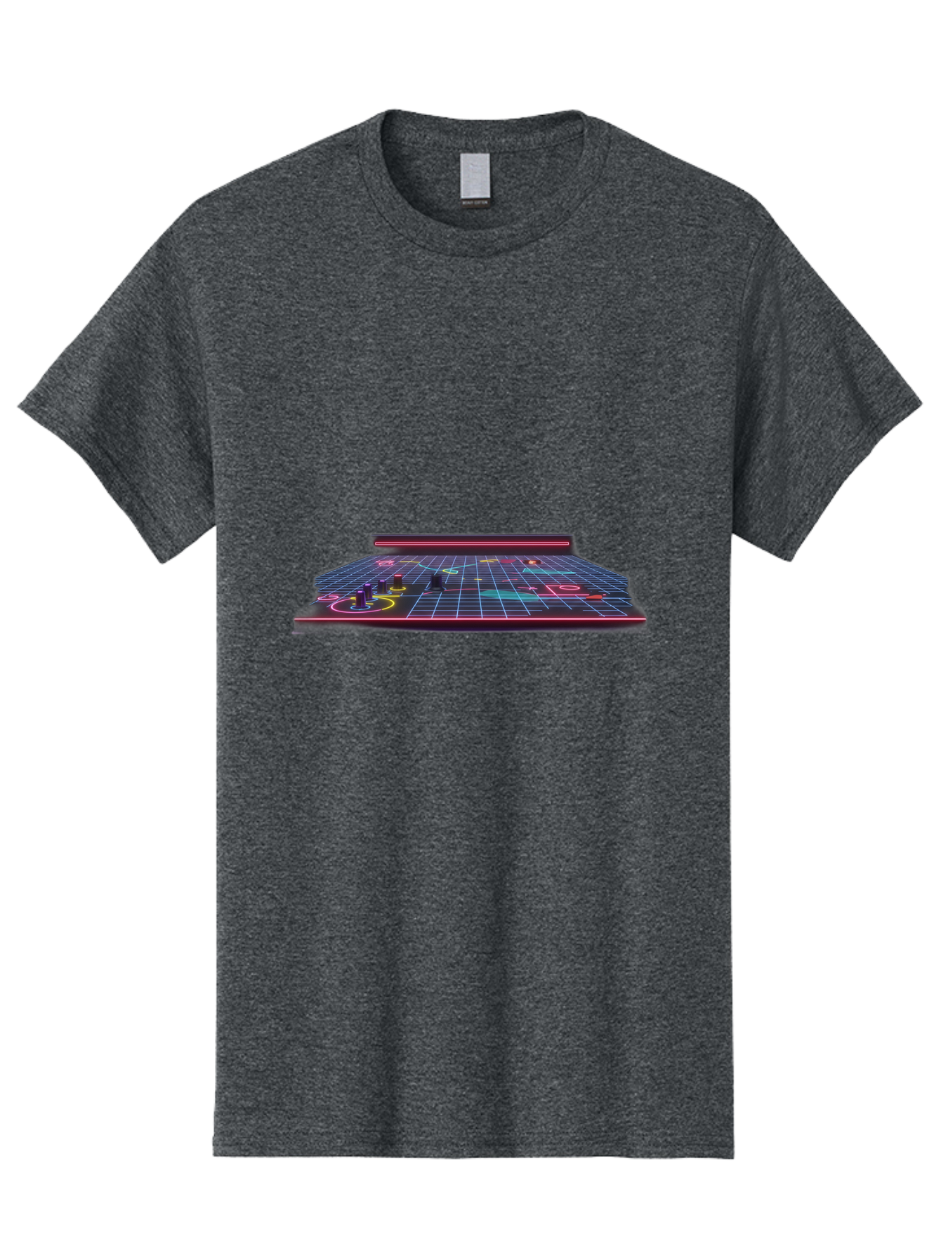 Retro-Synth-Stage Men'S Graphic Tee, 100% Cotton, Comfortable Casual Summer Wear, Machine Washable, Futuristic Stage, Synthwave Aesthetic, Neon Lights, Grid Pattern, Retro Futuristic Design, 80S Vibe, Gaming Stage, Concert Platform, Bab337