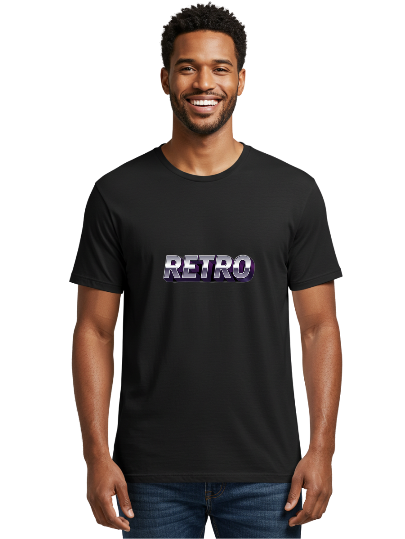 Retro Men'S Graphic Tee, 100% Cotton, Comfortable Casual Summer Wear, Machine Washable, Retro Style, Vintage Aesthetic, Metallic Text, Nostalgic Feel, Classic Design, Bold Typography, Chrome Effect, Retro Vibes Bab338