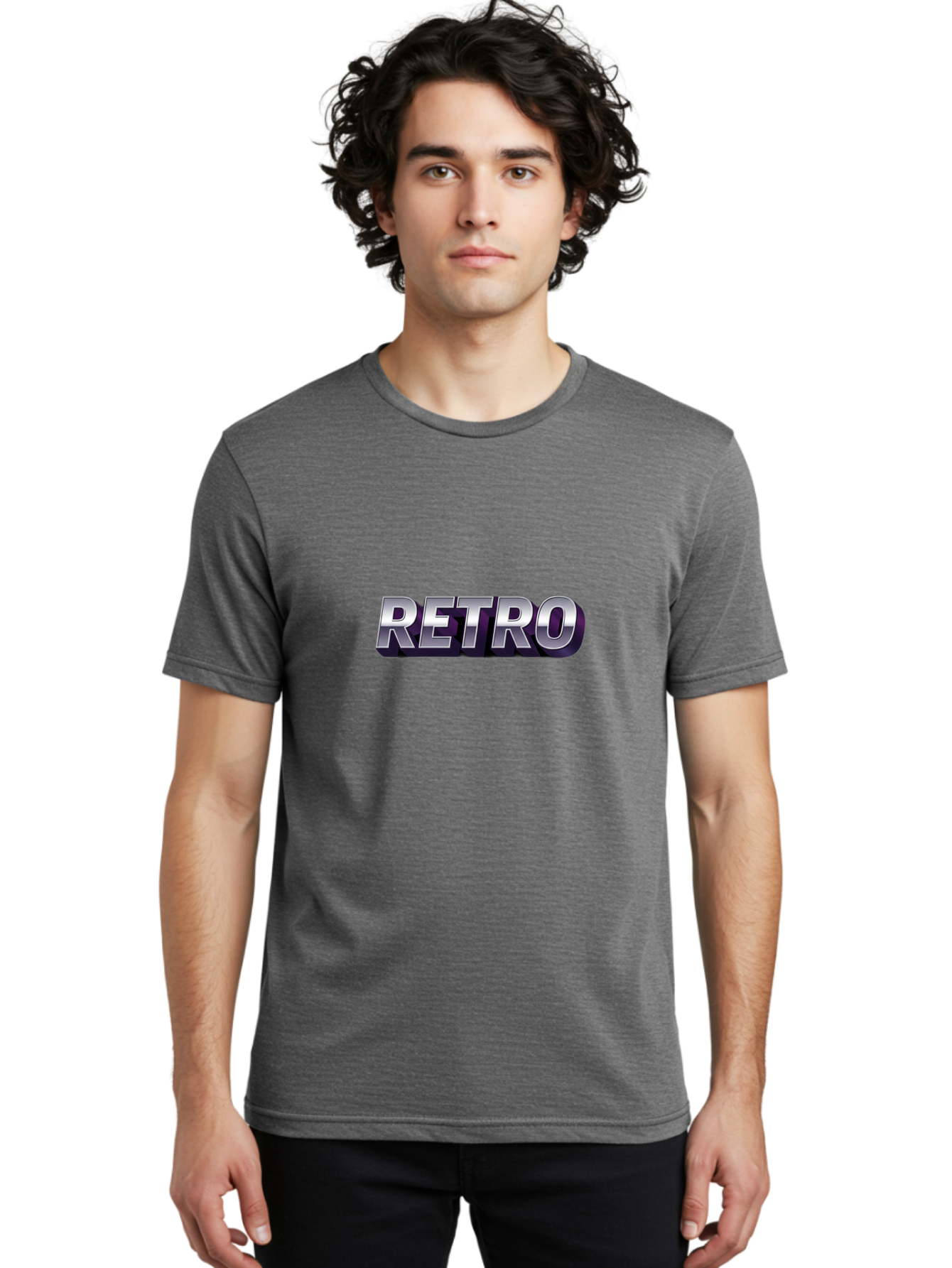 Retro Men'S Graphic Tee, 100% Cotton, Comfortable Casual Summer Wear, Machine Washable, Retro Style, Vintage Aesthetic, Metallic Text, Nostalgic Feel, Classic Design, Bold Typography, Chrome Effect, Retro Vibes Bab338