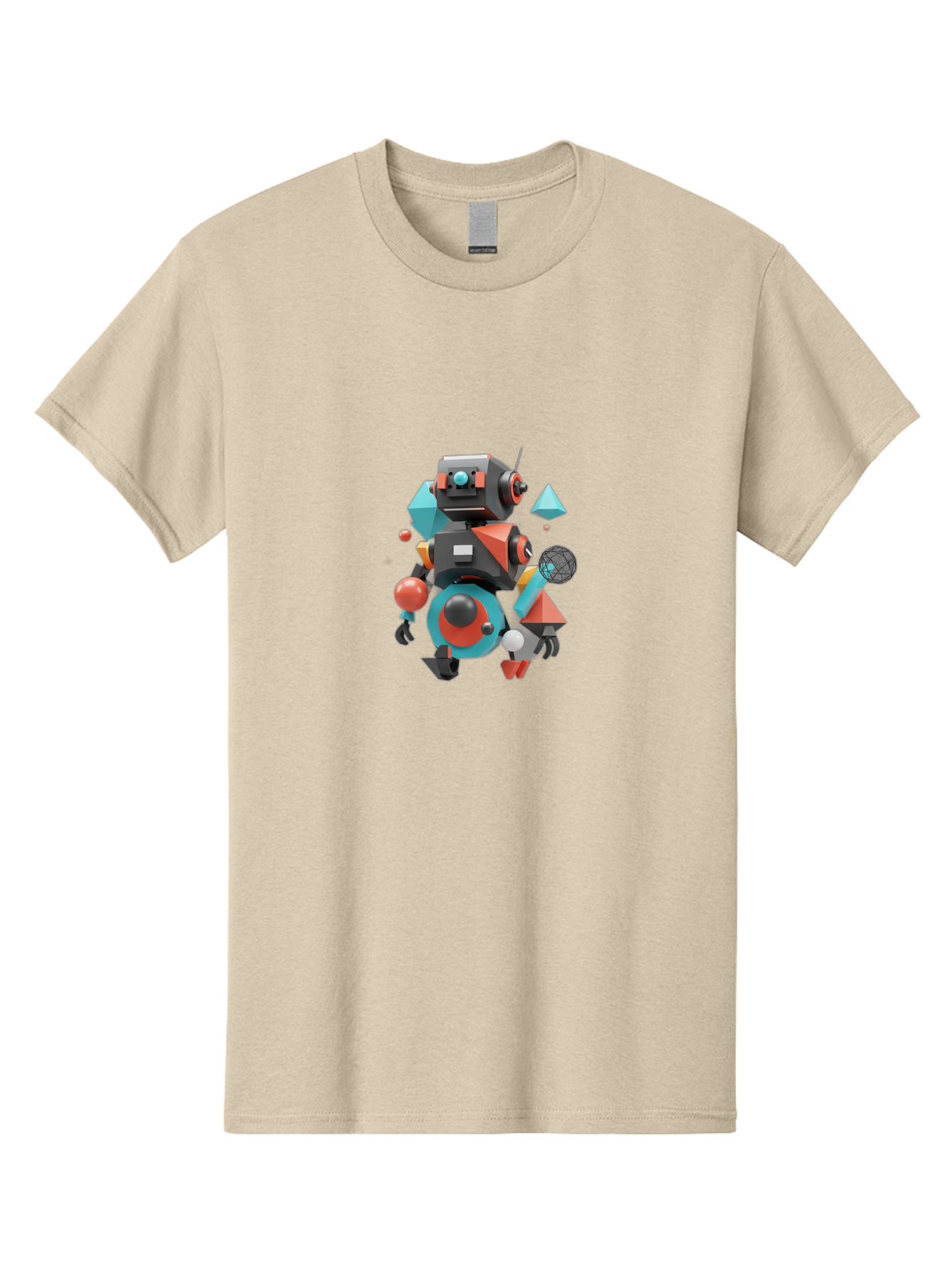 Robot-3 Men'S Graphic Tee, 100% Cotton, Comfortable Casual Summer Wear, Machine Washable, 3D Robot, Geometric Shapes, Vibrant Colors, Futuristic Design, Artificial Intelligence, Robotic Technology, Modern Art, Digital Illustration, Bab343