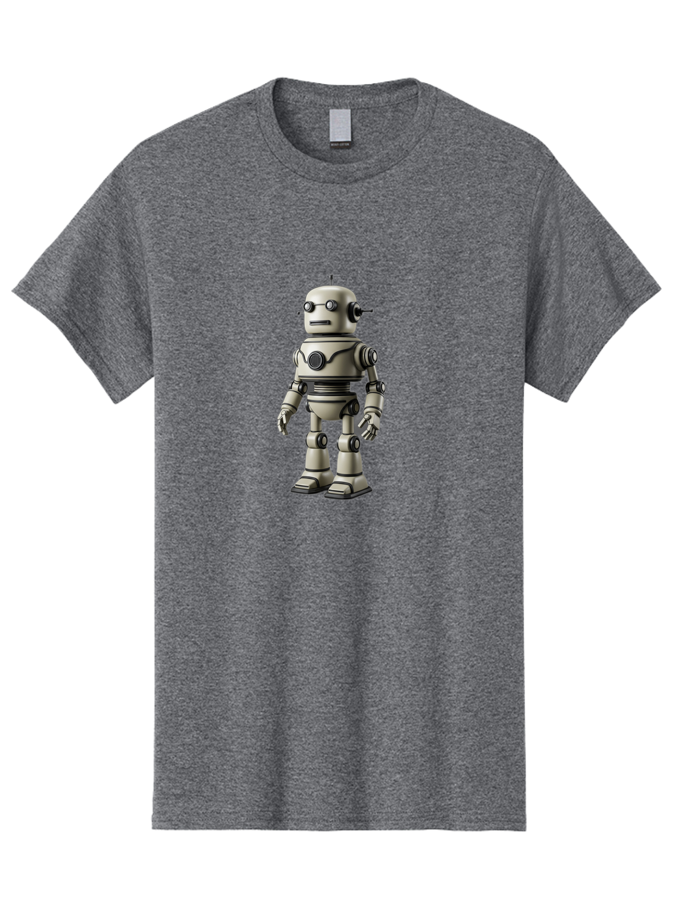 Robot-5 Men'S Graphic Tee, 100% Cotton, Comfortable Casual Summer Wear, Machine Washable, Robot Character, Artificial Intelligence, Mechanical Being, Metallic Body, Futuristic Design, Robotic Features, Cartoonish Style, Digital Illustration, Bab345
