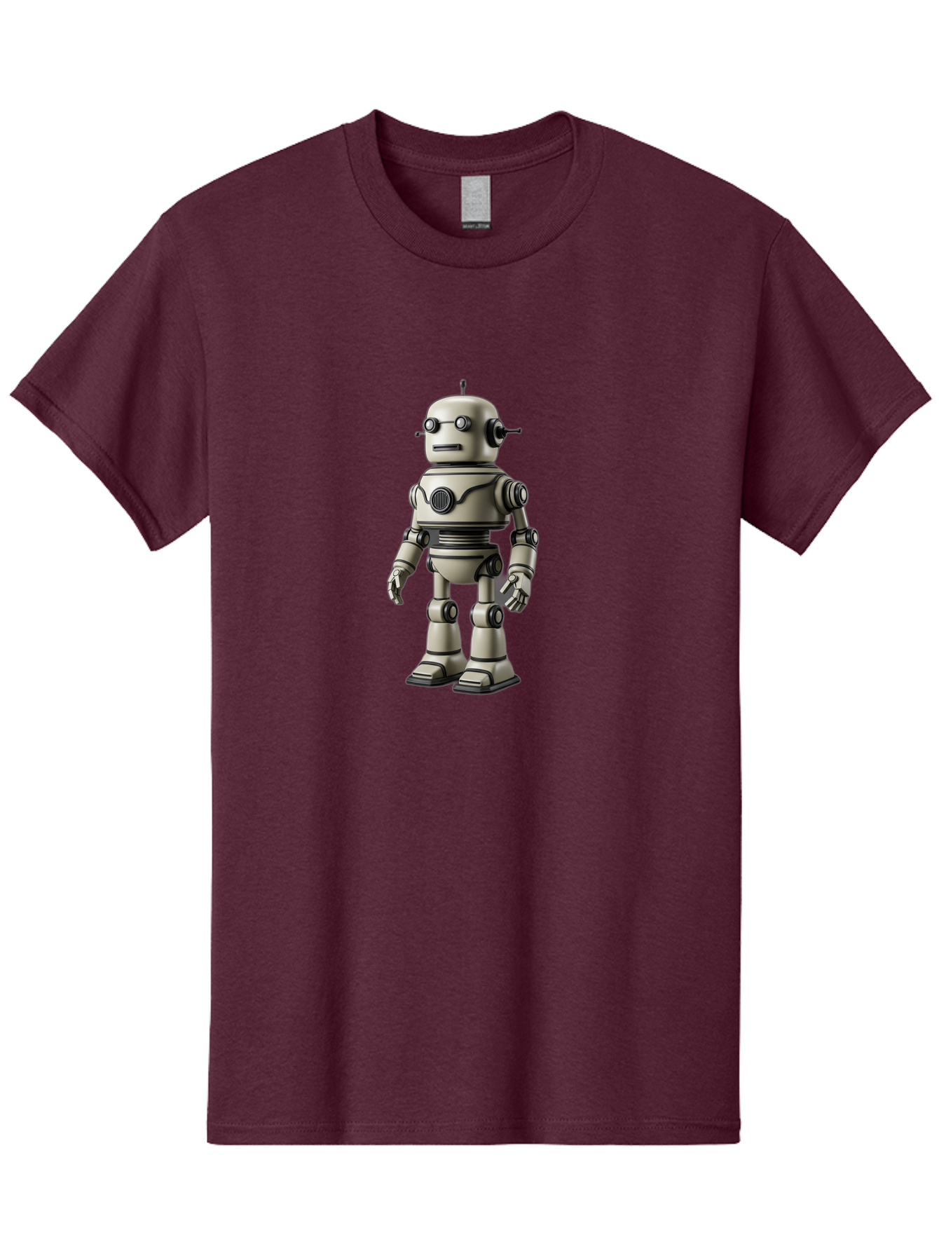 Robot-5 Men'S Graphic Tee, 100% Cotton, Comfortable Casual Summer Wear, Machine Washable, Robot Character, Artificial Intelligence, Mechanical Being, Metallic Body, Futuristic Design, Robotic Features, Cartoonish Style, Digital Illustration, Bab345