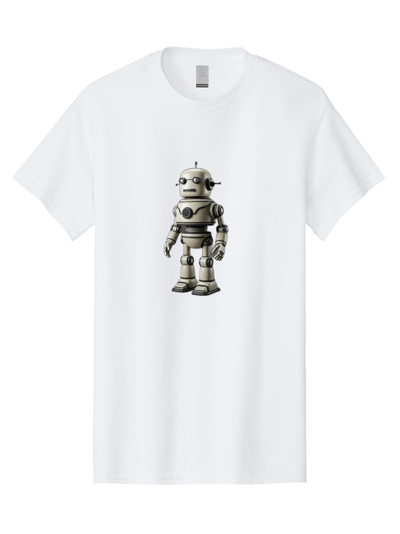 Robot-5 Men'S Graphic Tee, 100% Cotton, Comfortable Casual Summer Wear, Machine Washable, Robot Character, Artificial Intelligence, Mechanical Being, Metallic Body, Futuristic Design, Robotic Features, Cartoonish Style, Digital Illustration, Bab345