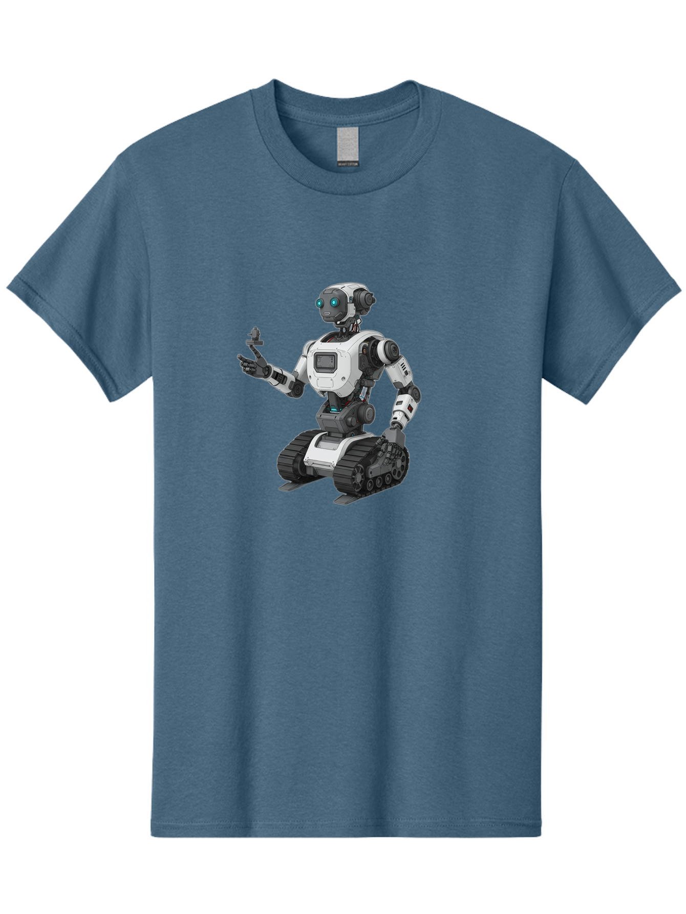 Robot-6 Men'S Graphic Tee, 100% Cotton, Comfortable Casual Summer Wear, Machine Washable, Robot With Tank Tracks, Artificial Intelligence, Futuristic Design, Robotic Technology, Cybernetic Robot, Machine Learning, Robotic Innovation Bab346