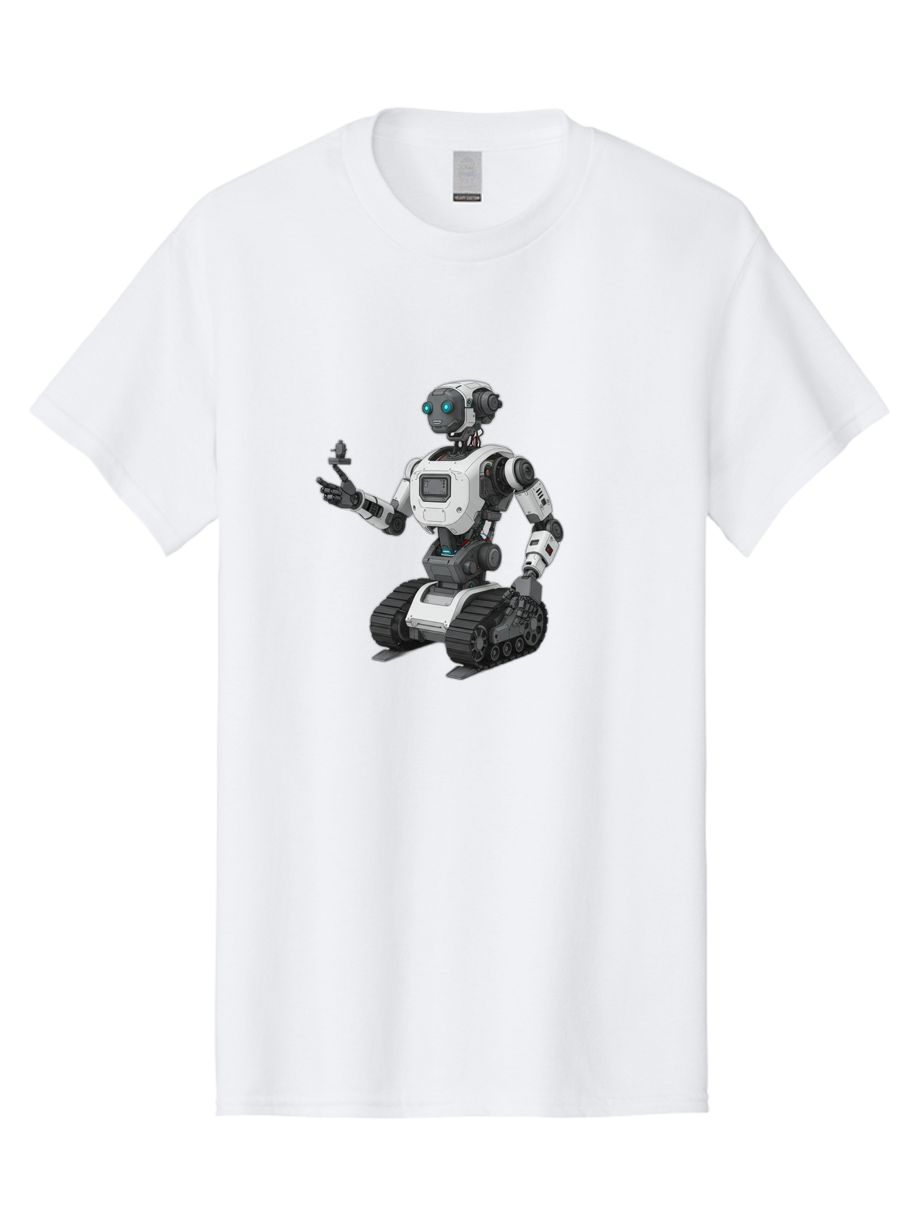 Robot-6 Men'S Graphic Tee, 100% Cotton, Comfortable Casual Summer Wear, Machine Washable, Robot With Tank Tracks, Artificial Intelligence, Futuristic Design, Robotic Technology, Cybernetic Robot, Machine Learning, Robotic Innovation Bab346