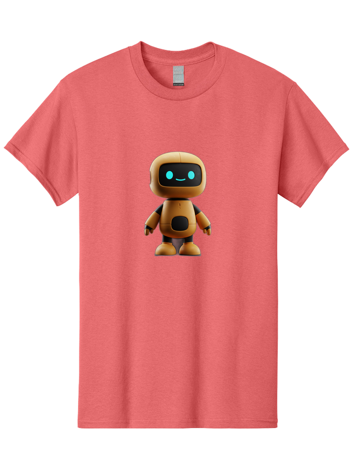 Robot-7 Men'S Graphic Tee, 100% Cotton, Comfortable Casual Summer Wear, Machine Washable, Cartoon Robot, Friendly Face, Smiling Robot, Blue Eyes, Black Screen, Beige Body, Cute Design, Toy Robot, Modern Tech, Futuristic Character, Bab347