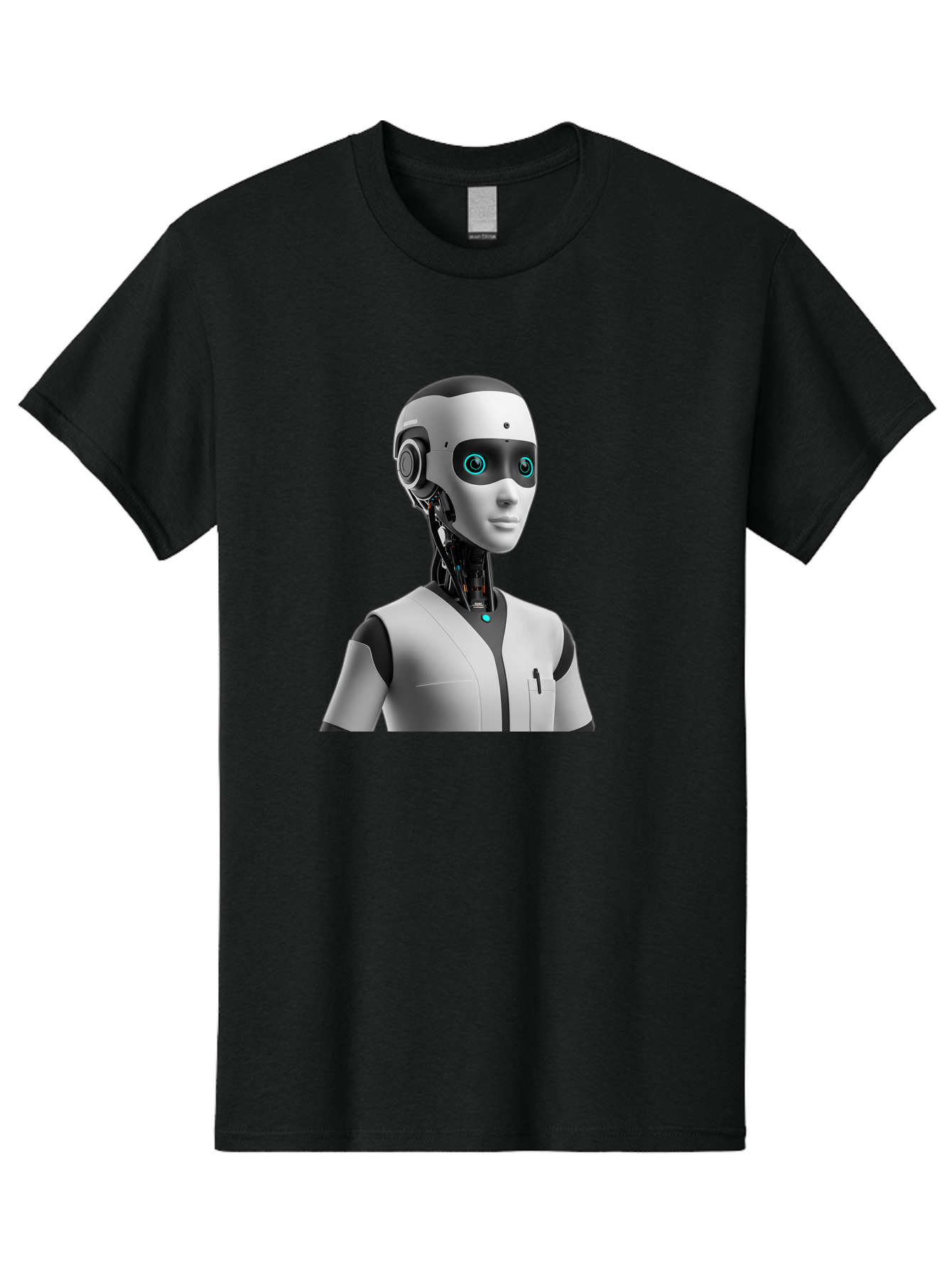 Robot-Head-1 Men'S Graphic Tee, 100% Cotton, Comfortable Casual Summer Wear, Machine Washable, Humanoid Robot, Futuristic Design, Artificial Intelligence, Robotic Features, Cybernetic Enhancements, Advanced Technology, Futuristic Character, Bab351