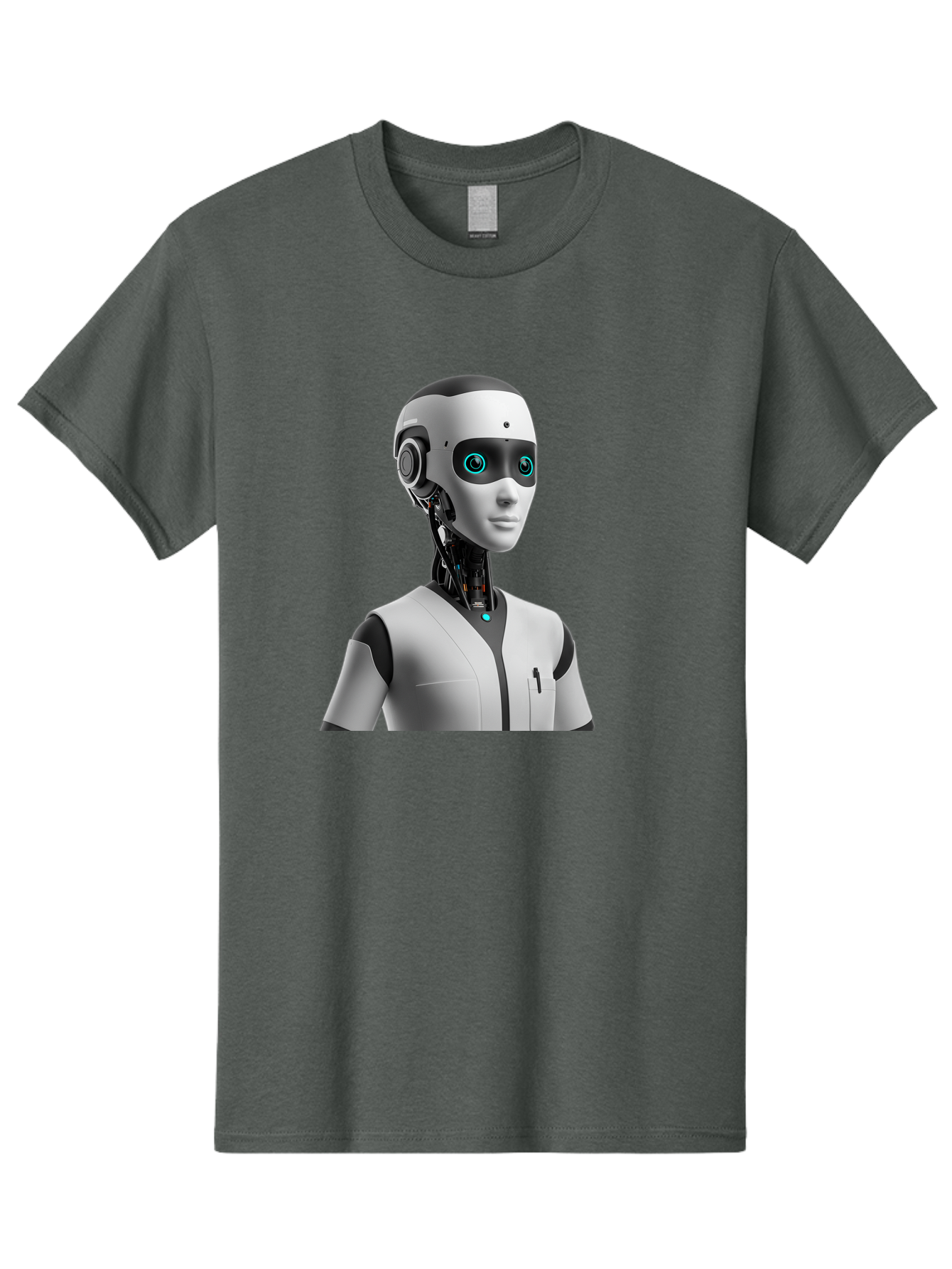Robot-Head-1 Men'S Graphic Tee, 100% Cotton, Comfortable Casual Summer Wear, Machine Washable, Humanoid Robot, Futuristic Design, Artificial Intelligence, Robotic Features, Cybernetic Enhancements, Advanced Technology, Futuristic Character, Bab351