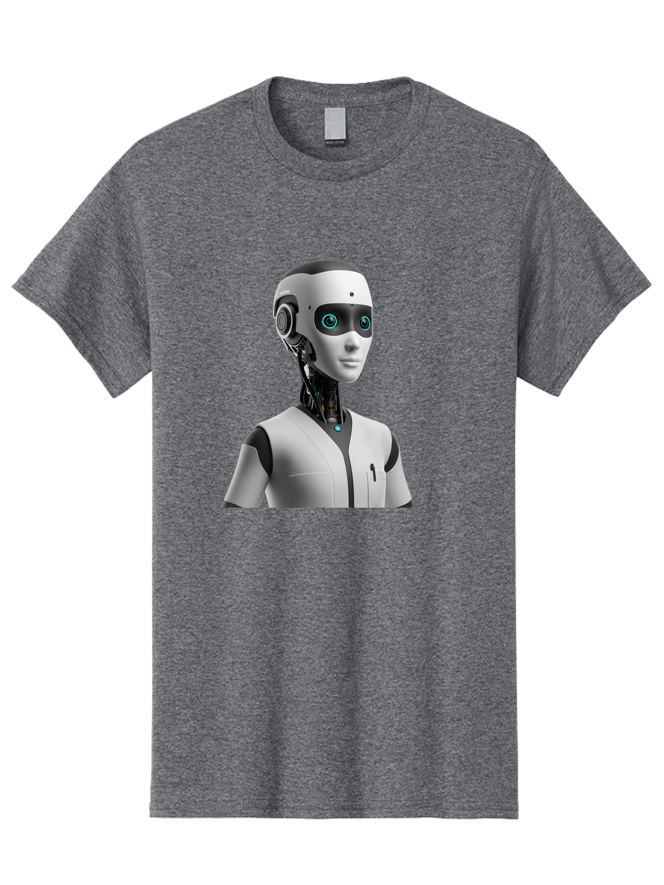 Robot-Head-1 Men'S Graphic Tee, 100% Cotton, Comfortable Casual Summer Wear, Machine Washable, Humanoid Robot, Futuristic Design, Artificial Intelligence, Robotic Features, Cybernetic Enhancements, Advanced Technology, Futuristic Character, Bab351