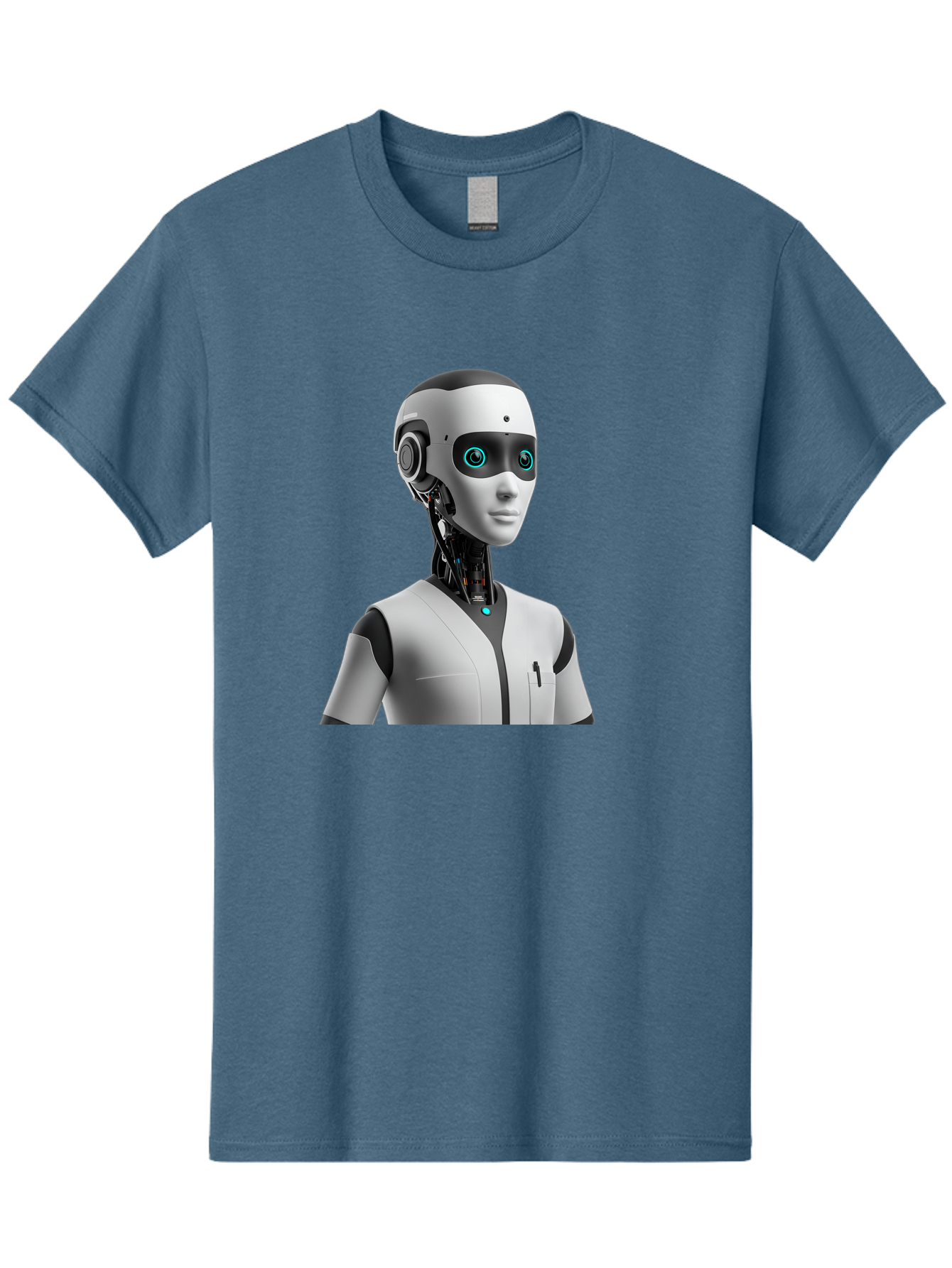 Robot-Head-1 Men'S Graphic Tee, 100% Cotton, Comfortable Casual Summer Wear, Machine Washable, Humanoid Robot, Futuristic Design, Artificial Intelligence, Robotic Features, Cybernetic Enhancements, Advanced Technology, Futuristic Character, Bab351