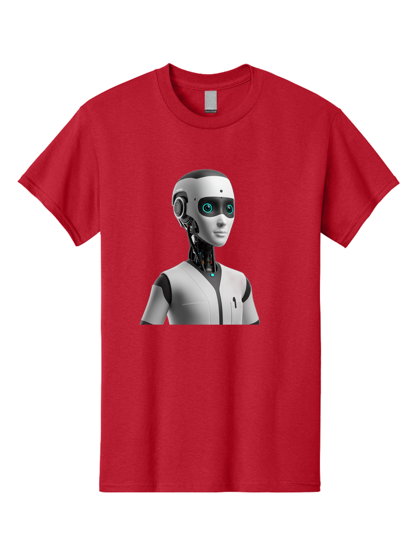 Robot-Head-1 Men'S Graphic Tee, 100% Cotton, Comfortable Casual Summer Wear, Machine Washable, Humanoid Robot, Futuristic Design, Artificial Intelligence, Robotic Features, Cybernetic Enhancements, Advanced Technology, Futuristic Character, Bab351