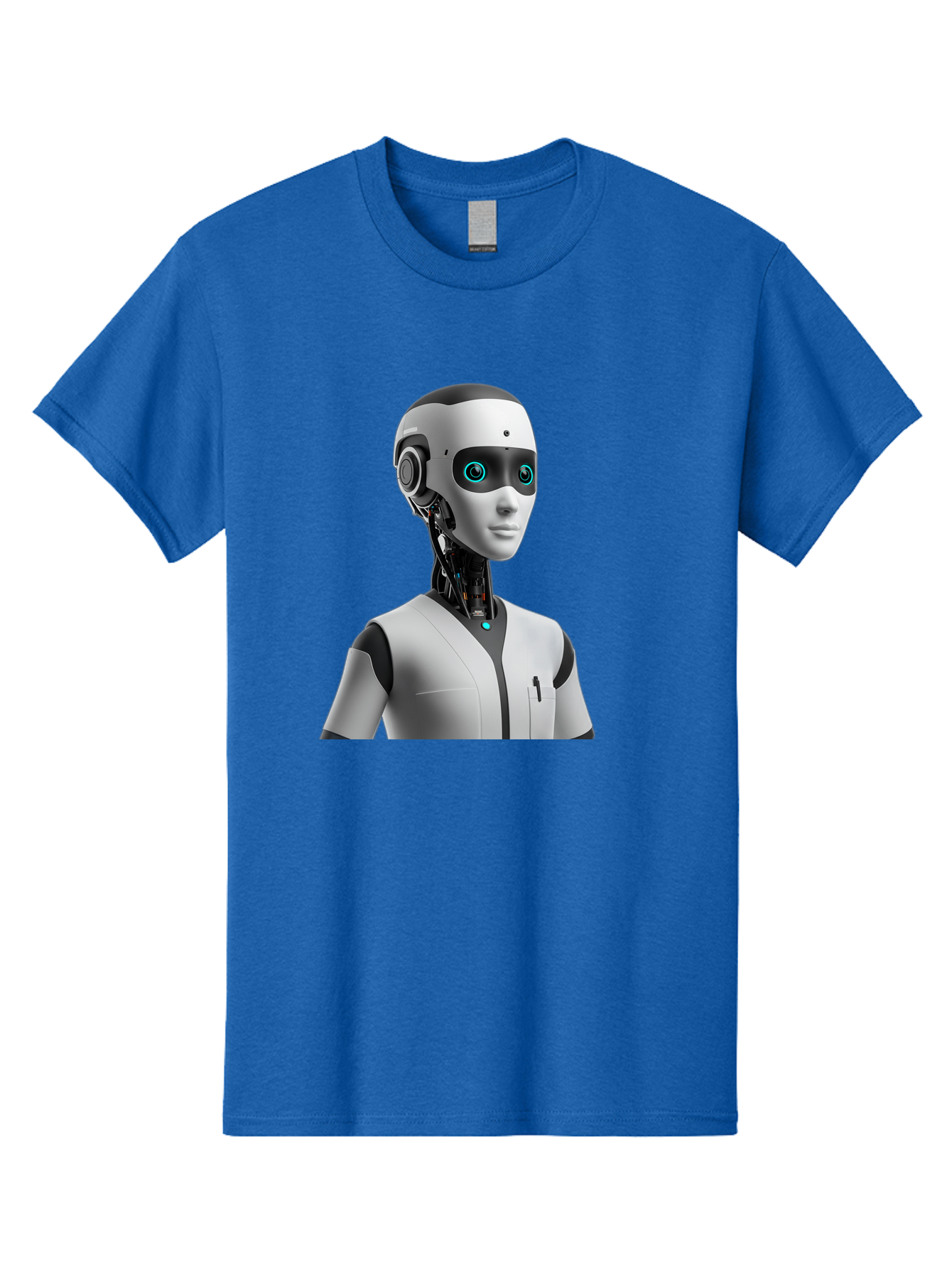 Robot-Head-1 Men'S Graphic Tee, 100% Cotton, Comfortable Casual Summer Wear, Machine Washable, Humanoid Robot, Futuristic Design, Artificial Intelligence, Robotic Features, Cybernetic Enhancements, Advanced Technology, Futuristic Character, Bab351