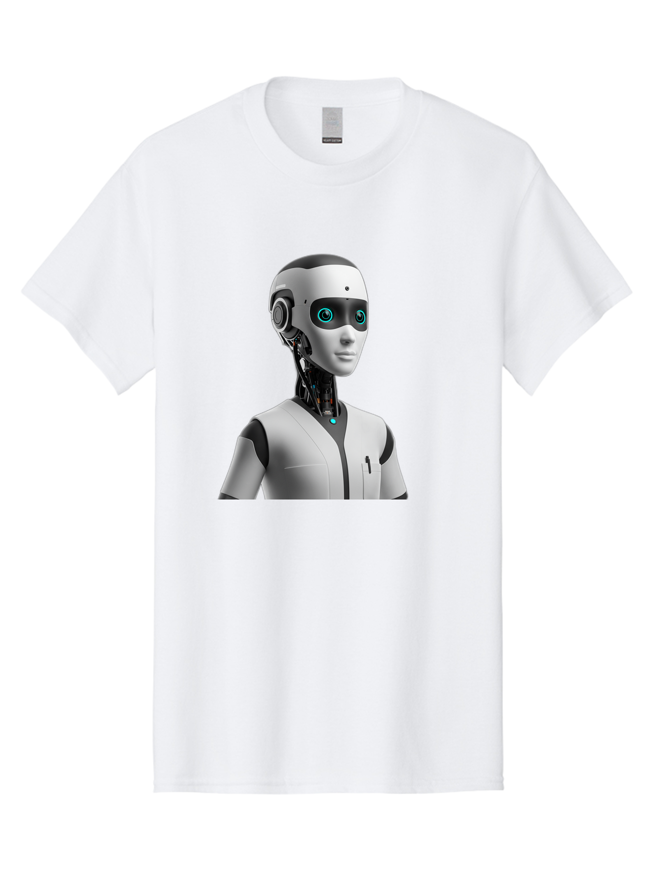 Robot-Head-1 Men'S Graphic Tee, 100% Cotton, Comfortable Casual Summer Wear, Machine Washable, Humanoid Robot, Futuristic Design, Artificial Intelligence, Robotic Features, Cybernetic Enhancements, Advanced Technology, Futuristic Character, Bab351