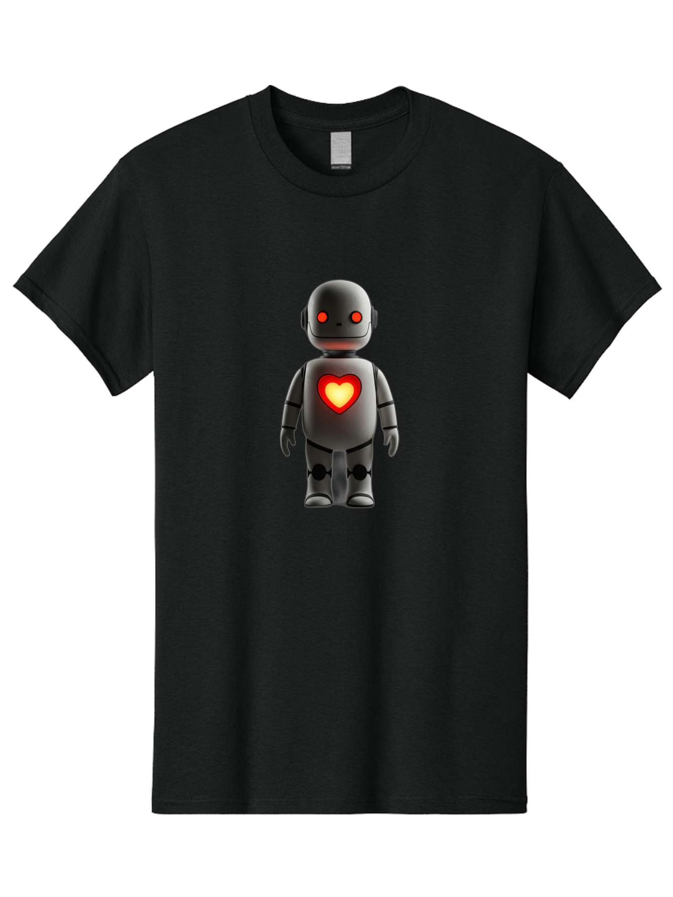 Robot-Heart Men'S Graphic Tee, 100% Cotton, Comfortable Casual Summer Wear, Machine Washable, Robot With Heart, Digital Art, Futuristic Design, Red Heart Symbol, Cyborg Illustration, Artificial Intelligence, Robot Love, Tech Design Bab353