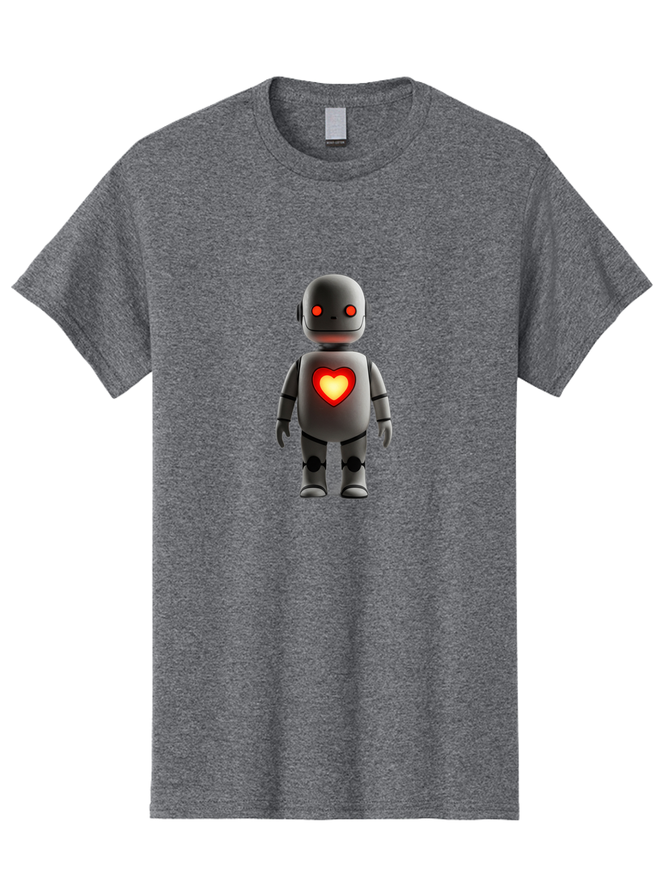 Robot-Heart Men'S Graphic Tee, 100% Cotton, Comfortable Casual Summer Wear, Machine Washable, Robot With Heart, Digital Art, Futuristic Design, Red Heart Symbol, Cyborg Illustration, Artificial Intelligence, Robot Love, Tech Design Bab353