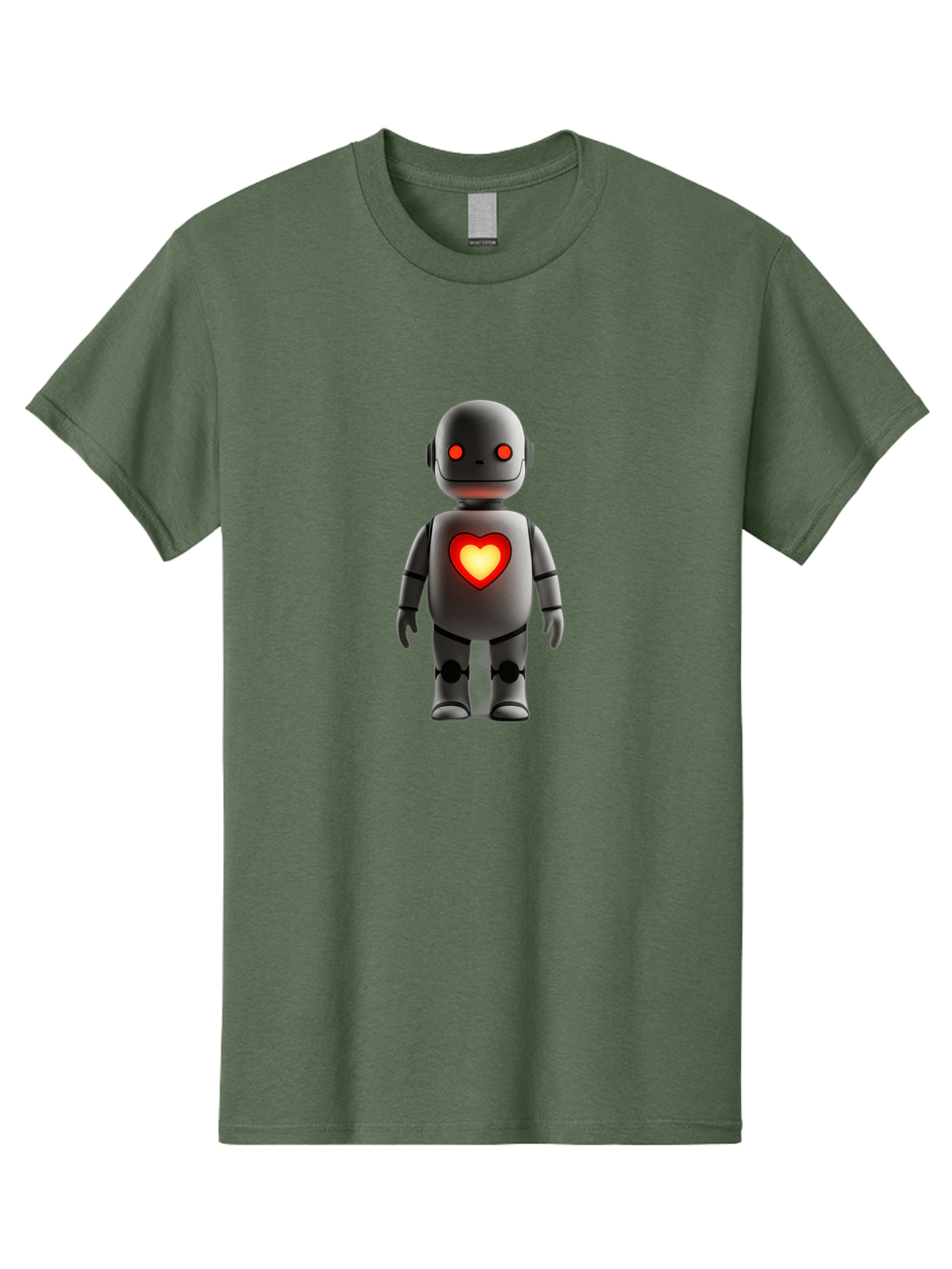 Robot-Heart Men'S Graphic Tee, 100% Cotton, Comfortable Casual Summer Wear, Machine Washable, Robot With Heart, Digital Art, Futuristic Design, Red Heart Symbol, Cyborg Illustration, Artificial Intelligence, Robot Love, Tech Design Bab353